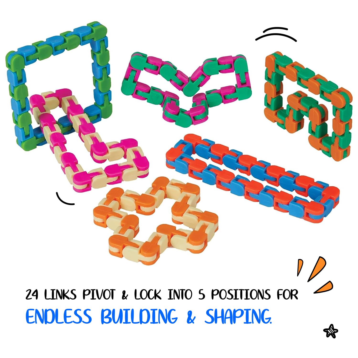 Neliblu Wacky Tracks 6 Pack Sensory Fidget Toys - Snap & Click Fidget Cube Puzzles for ADHD, Autism & Stress Relief - Therapy Sensory Toys for Kids & Adults - Perfect for Classroom, Office & Travel Focus Aid