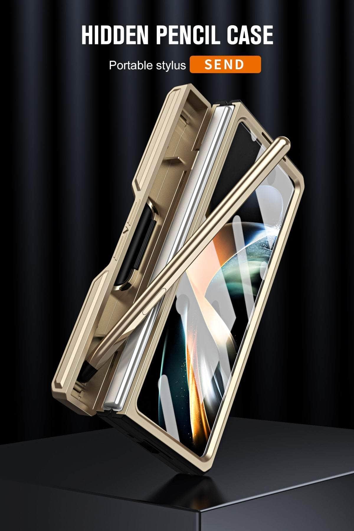 Samsung Galaxy Z Fold 4 Rugged Armor Case with S Pen Holder | Shockproof Protective Cover for Work, Travel & Outdoor Activities