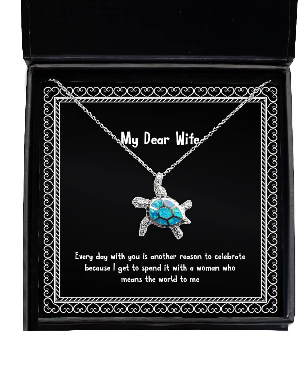 Opal Turtle Necklace for Wife - Elegant Jewelry Gift for Anniversary & Daily Wear