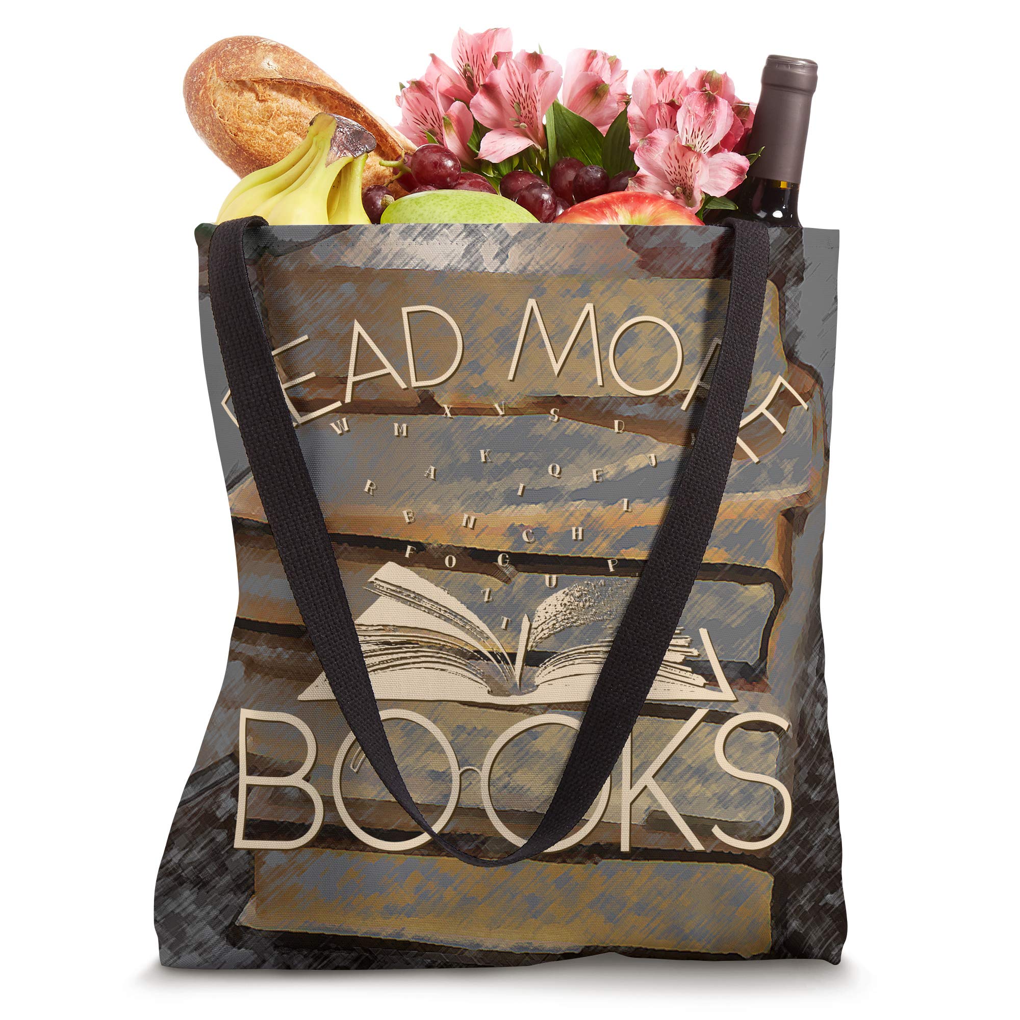 Stylish Read More Books Tote Bag - Durable Canvas Book Lover Gift for Women & Men - Perfect for Library, Bookstore & Everyday Use