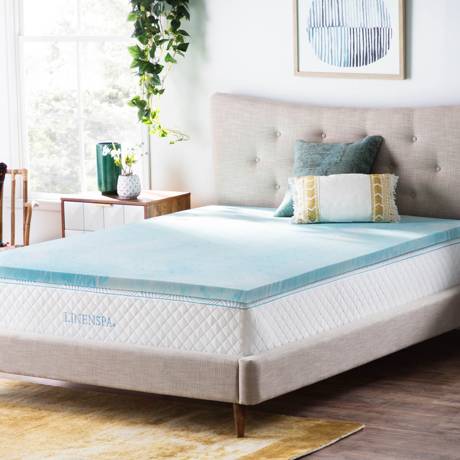 LINENSPA 2 Inch Gel Swirl Memory Foam Mattress Topper - King Size Cooling Gel Infused Mattress Pad for Pressure Relief & Pain Relief - CertiPUR-US Certified - Perfect for Hot Sleepers & Back Pain Sufferers - Enhances Comfort on Any Bed for Better Sleep