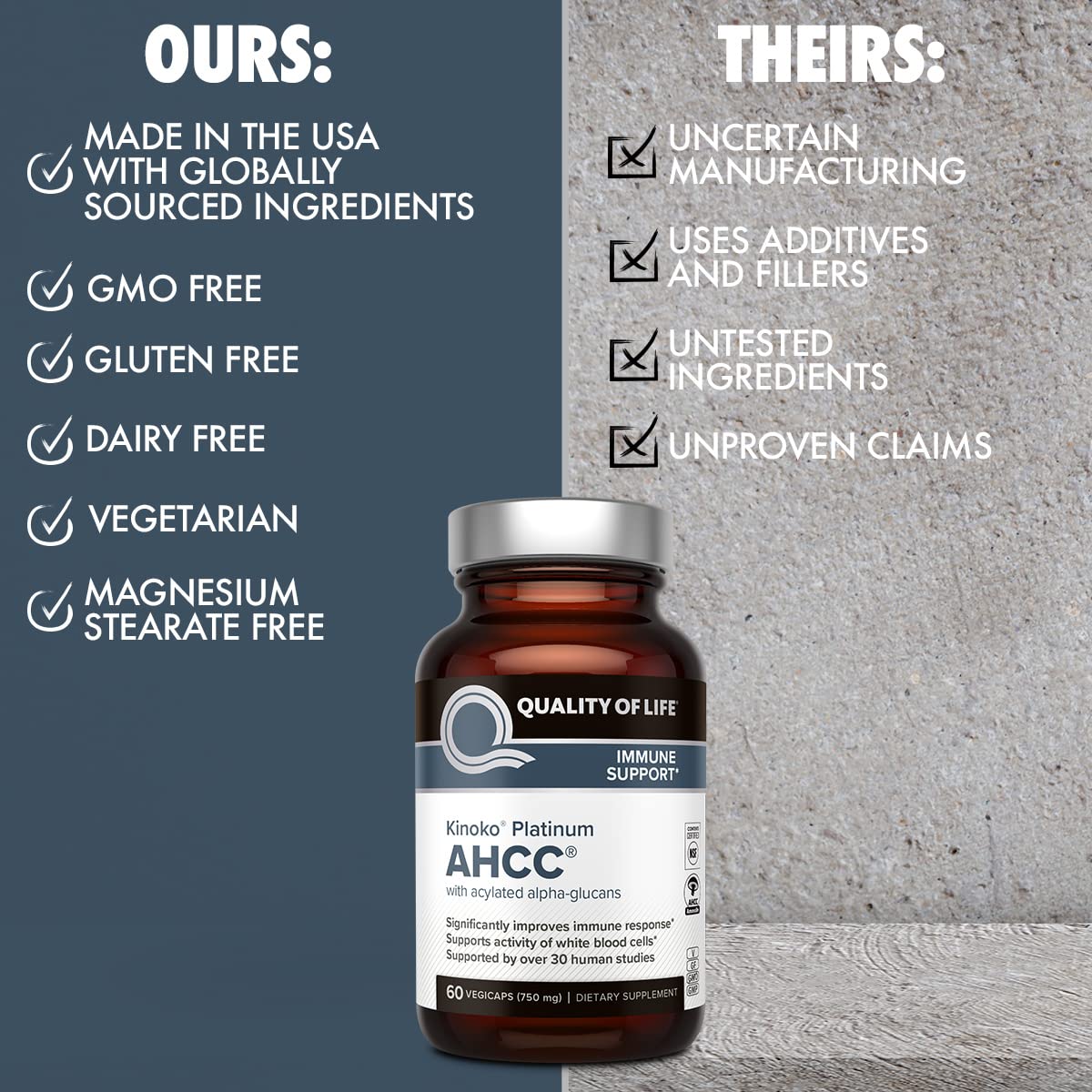 Premium AHCC Kinoko Platinum 750mg Immune Support Supplement - 2 Pack (60 Capsules Each) for Daily Wellness & Immune Boost | Supports Healthy Lifestyle & Active Living