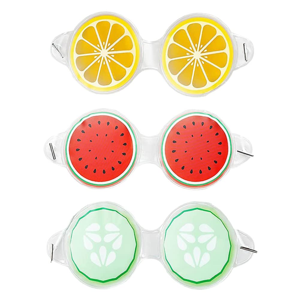 EXCEART Reusable Cooling Gel Eye Mask - 3Pcs Fruit Pattern Eye Spa Pads for Puffy Eyes & Dark Circles Relief | Perfect for Relaxation, Travel & Post-Surgery Recovery