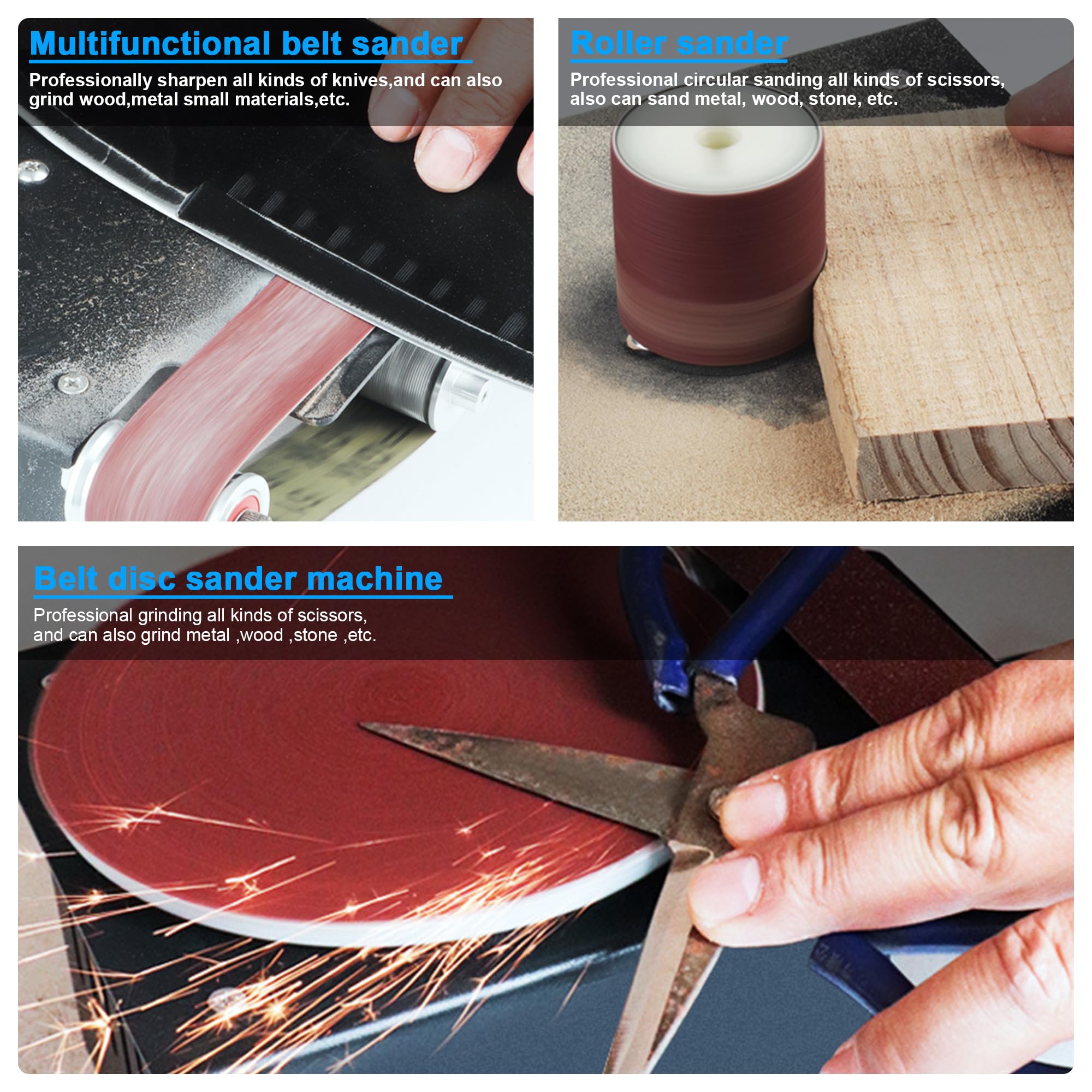 Twotrees 6-Inch Mini Disc Sander & 1.2x15in Belt Bench Grinder - Dual Motor Adjustable Speed Electric Sander for Metal, Wood, Aluminum DIY Projects | Perfect for Home Workshops & Metalworking
