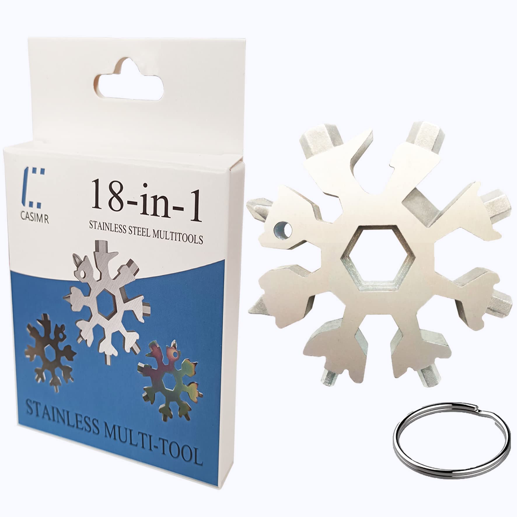 CASIMR 18-in-1 Stainless Steel Multi Tool - Compact Snowflake Design for Camping, Hiking & Everyday Carry - Perfect Christmas Stocking Stuffer Gift for Men, Women, Teens & Kids - Great for Dad's Birthday, Outdoor Adventures & Emergency Situations