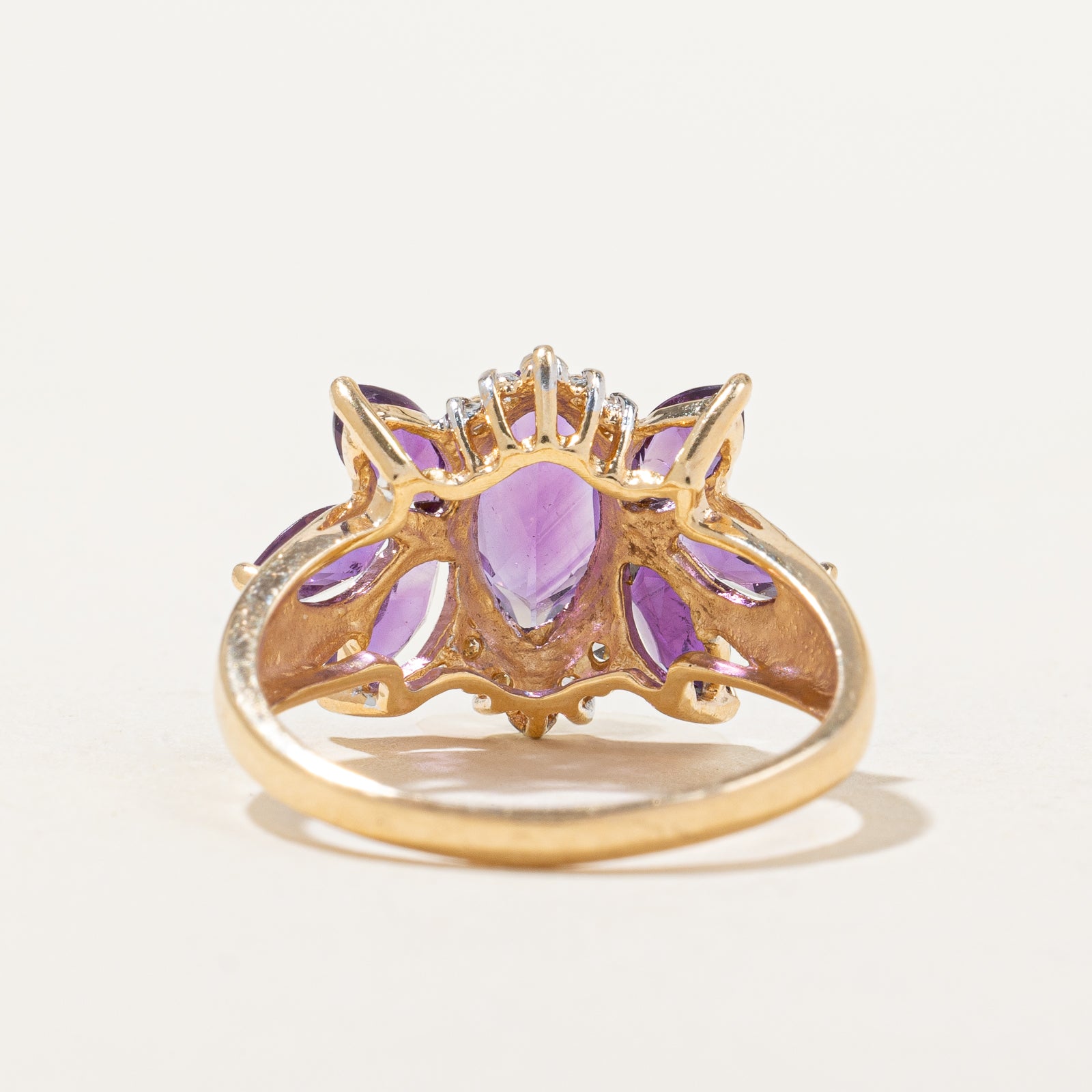 1.40ctw Amethyst & Diamond Cluster Cocktail Ring - Size 7 | 0.05ctw Diamonds | Elegant Evening Wear & Special Occasion Jewelry