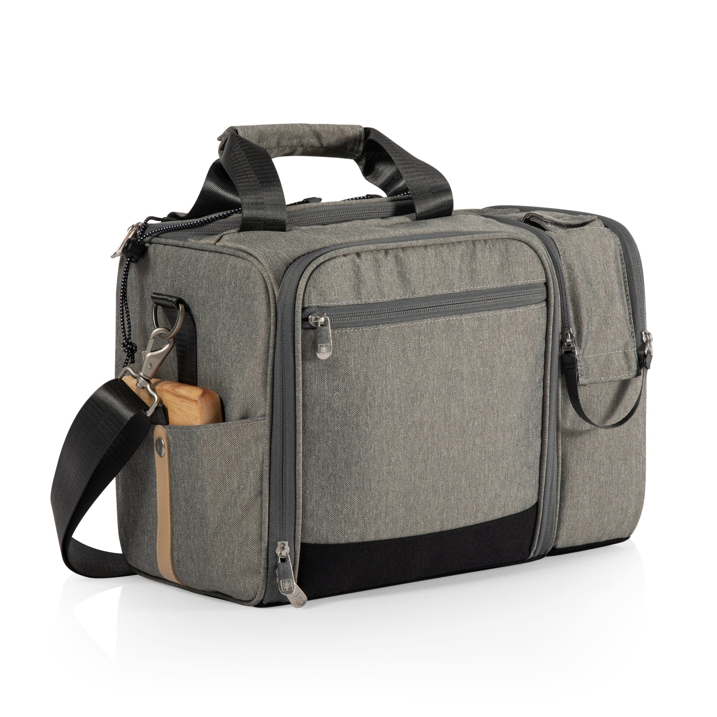 Picnic Time Malibu Frontier Edition Insulated Cooler Tote Bag - Gray with Black Accents for Beach, Camping & Outdoor Adventures