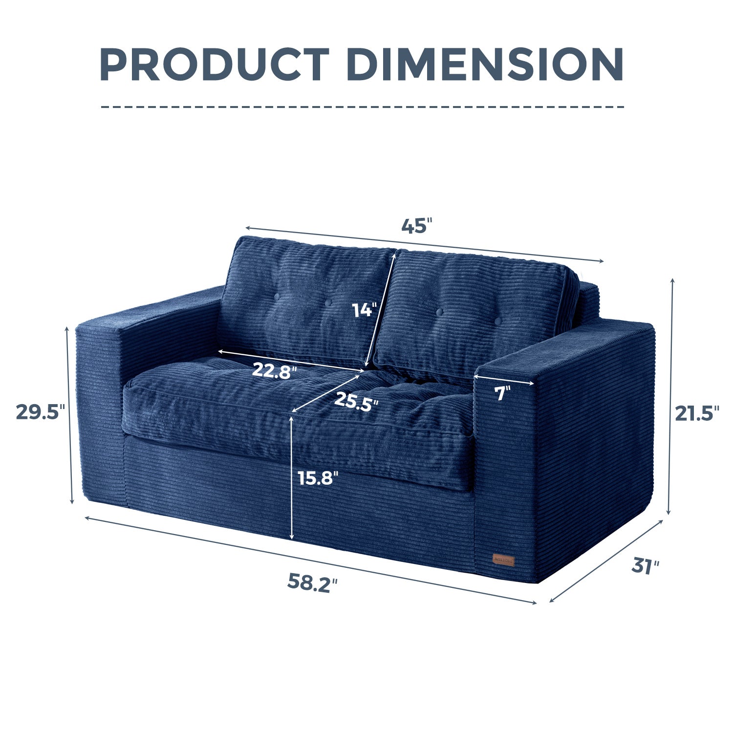 MAXYOYO Large Bean Bag Chair Sofa in A Box - Navy Blue Comfortable Lounger for Bedroom, Living Room & Game Room - Perfect for Relaxing, Reading & Movie Nights
