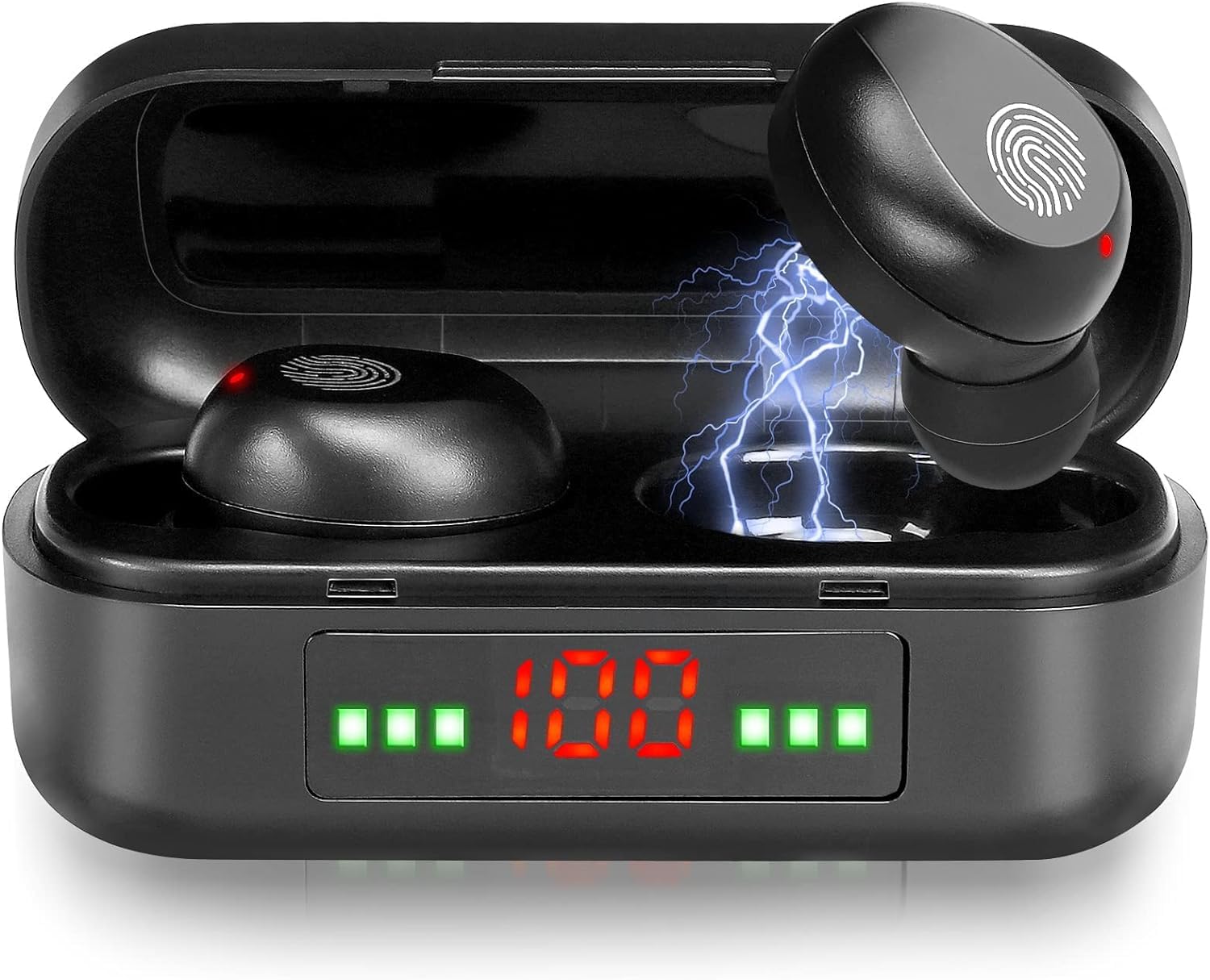 Wireless Bluetooth 5.0 Earbuds with LED Display Charging Case, Stereo Sound, IPX7 Waterproof, Noise Cancelling - Perfect for Running, Gym, Workouts & Travel (Compatible with Sony Xperia L2)