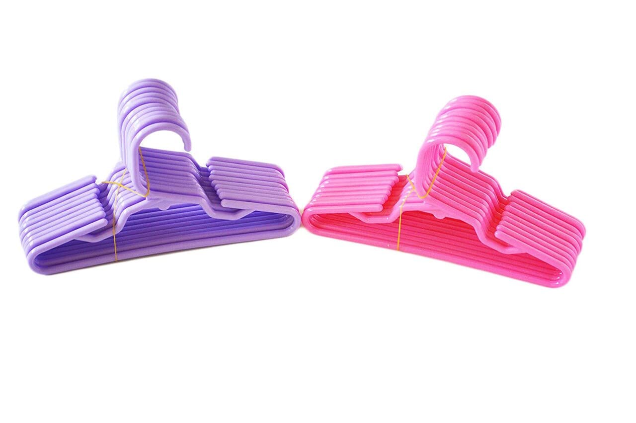 24 Pack Doll Clothes Hangers for 18 Inch Dolls - Durable Plastic Garment Hooks for American Girl Doll, Barbie & More - Perfect for Kids' Room, Playtime & Doll Wardrobe Organization