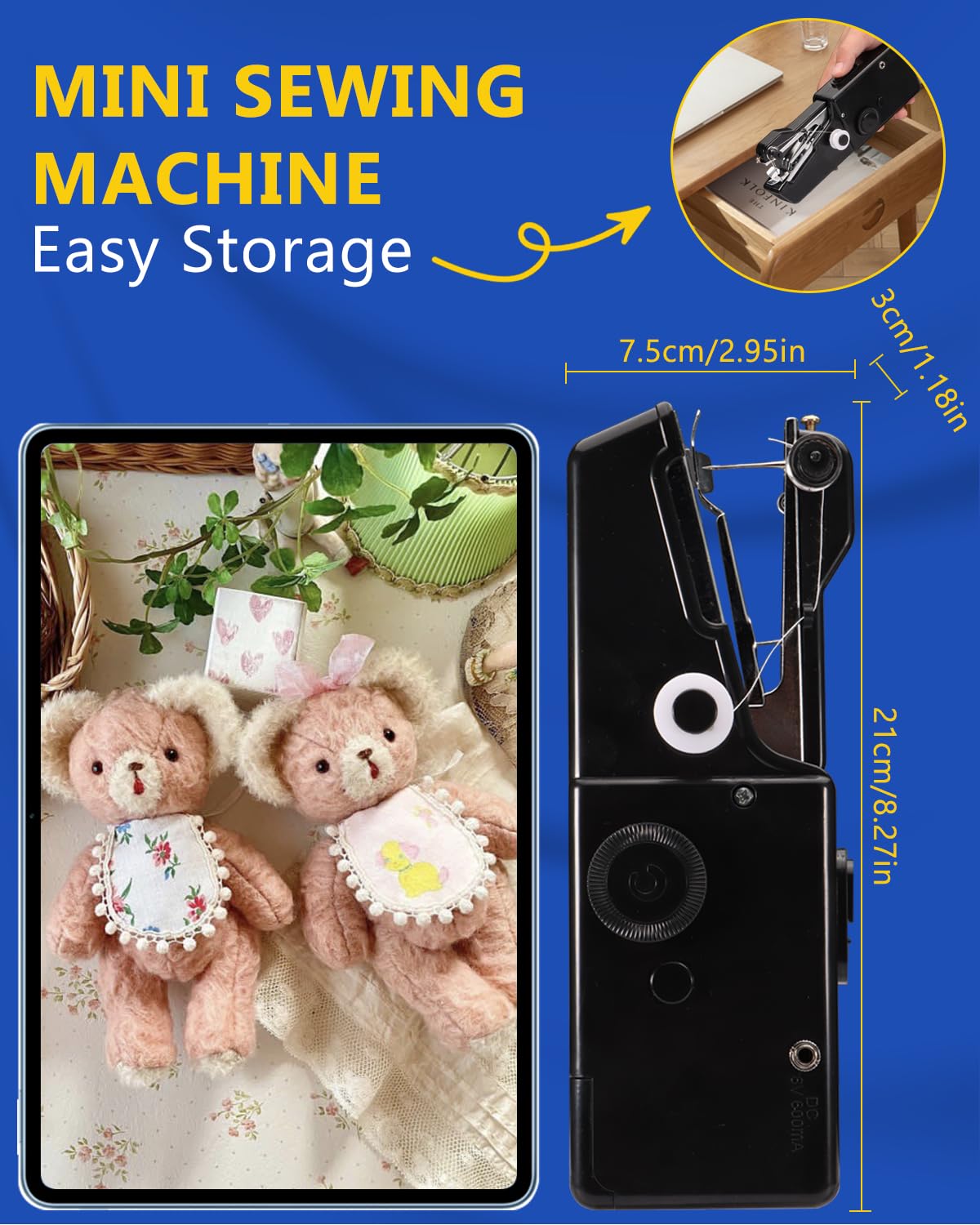 Portable Electric Handheld Sewing Machine for Beginners - Mini Sewing Kit with Easy Operation for Clothing Repair, Fabric Crafts & DIY Projects | Perfect for Home Use, Travel & Emergency Repairs