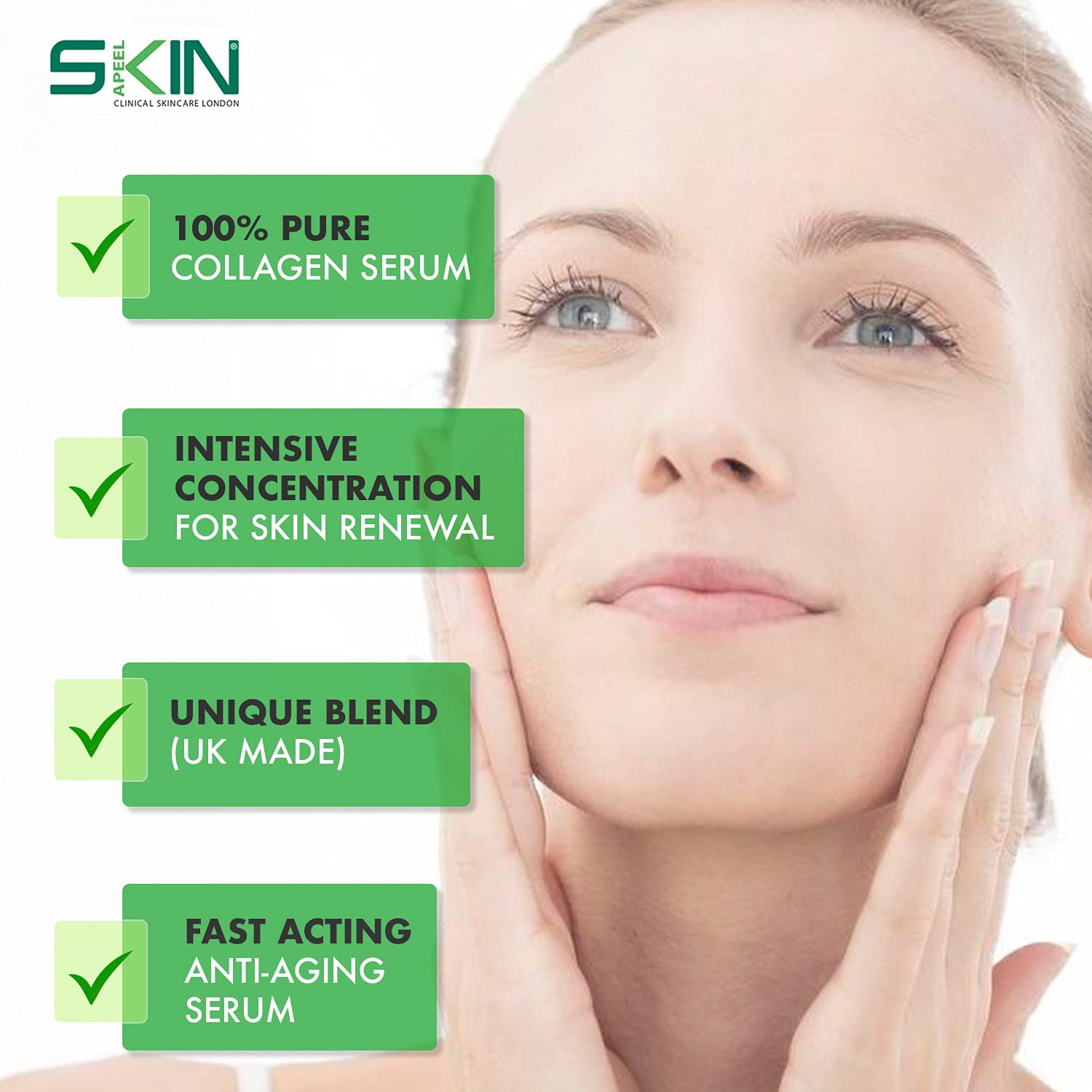 30ml Collagen Serum for Face - 1 fl. oz Anti-Aging Clinical Skincare Made in UK - Best with Microneedle Derma Roller & Stamp for Wrinkles & Fine Lines - Perfect for Night Routine & Daily Skincare Regimen
