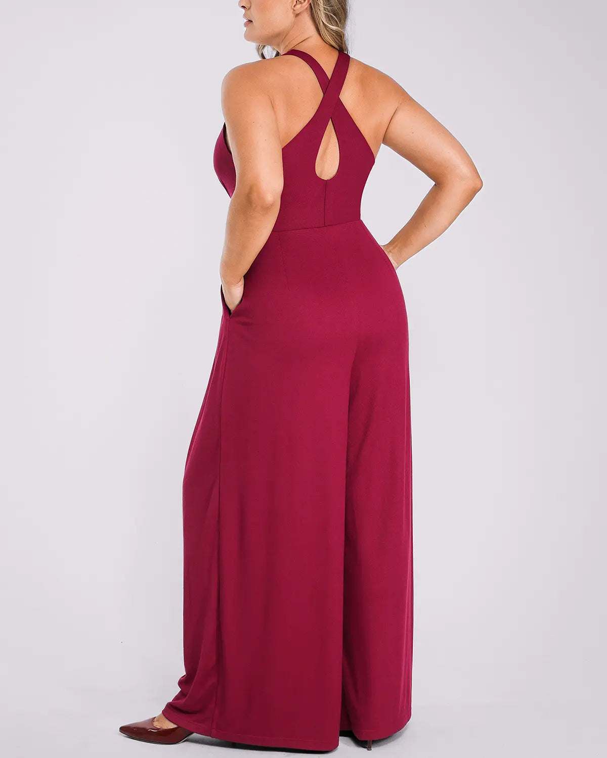 Deep V Neck Slimming Jumpsuit for Women - Tummy Control Bodysuit with Built-in Shapewear - Perfect for Parties, Date Nights & Special Occasions