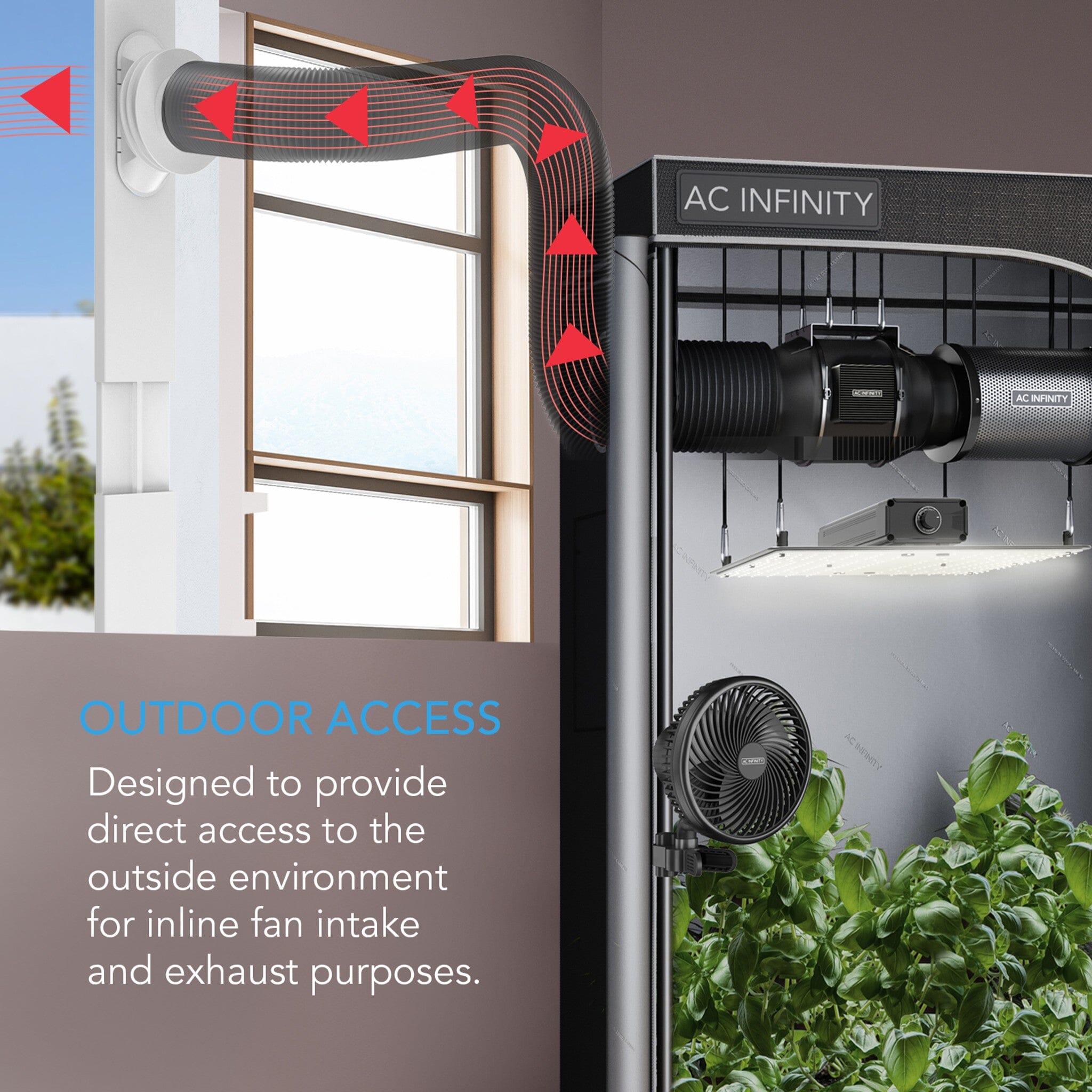 Adjustable Window Duct Kit for Inline Fans - Perfect for Home Ventilation, Grow Tents & Hydroponics (AC Infinity Compatible)
