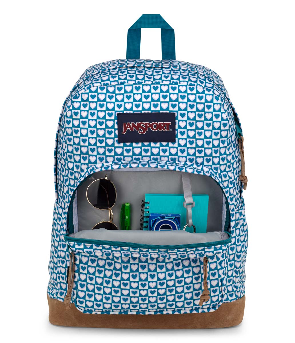 JanSport Right Pack Backpack - Hyped Hearts Green | Durable School & College Backpack for Students | Perfect for Everyday Use, Travel & Outdoor Adventures