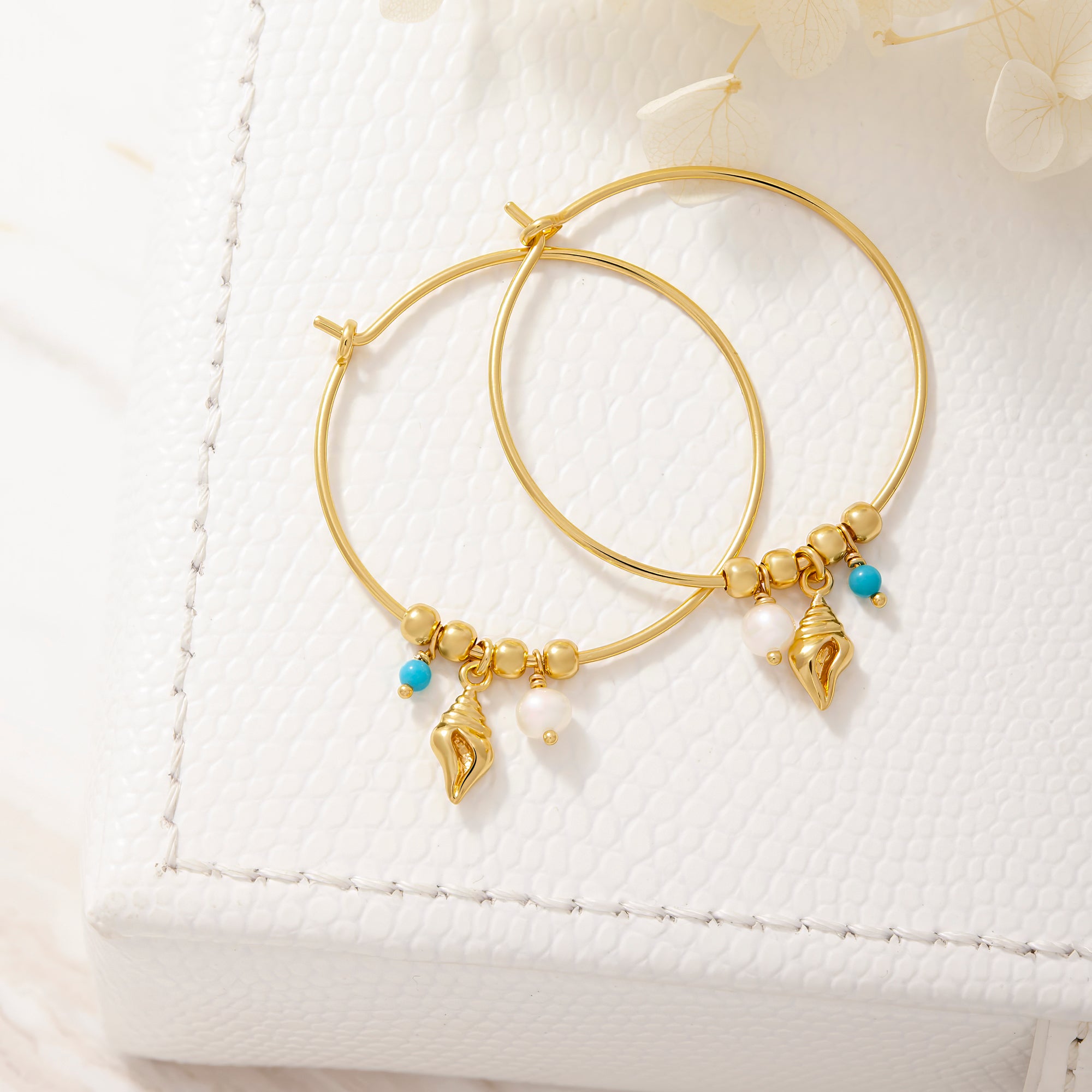 Oceania Gold Hoops Earrings for Women - 14K Gold Plated Dainty Hoop Earrings - Trendy Minimalist Jewelry for Everyday Wear, Parties & Gifts