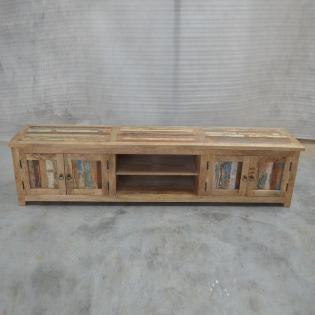 Reclaimed Mango Wood XXL Entertainment TV Stand 210cm - Rustic TV Console for Living Room, Home Theater & Media Storage