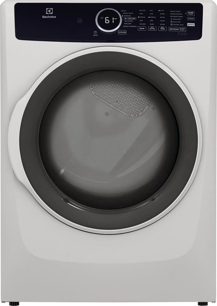 Electrolux ELFG7437AW 8.0 Cu. Ft. White Front Load Steam Gas Dryer - Perfect for Large Laundry Loads & Gentle Fabric Care