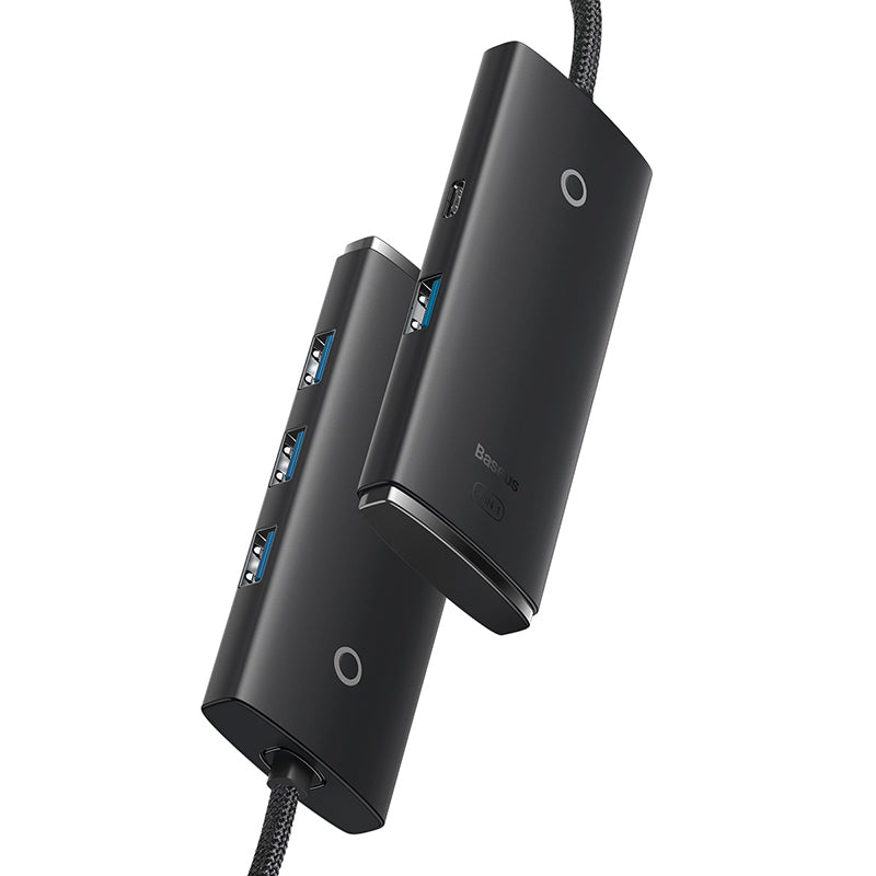 Baseus Lite Series 4-in-1 USB C Hub Adapter - 4 USB 3.0 Ports, 1 Meter Cable - Perfect for MacBook, iPad Pro & Laptop Connectivity