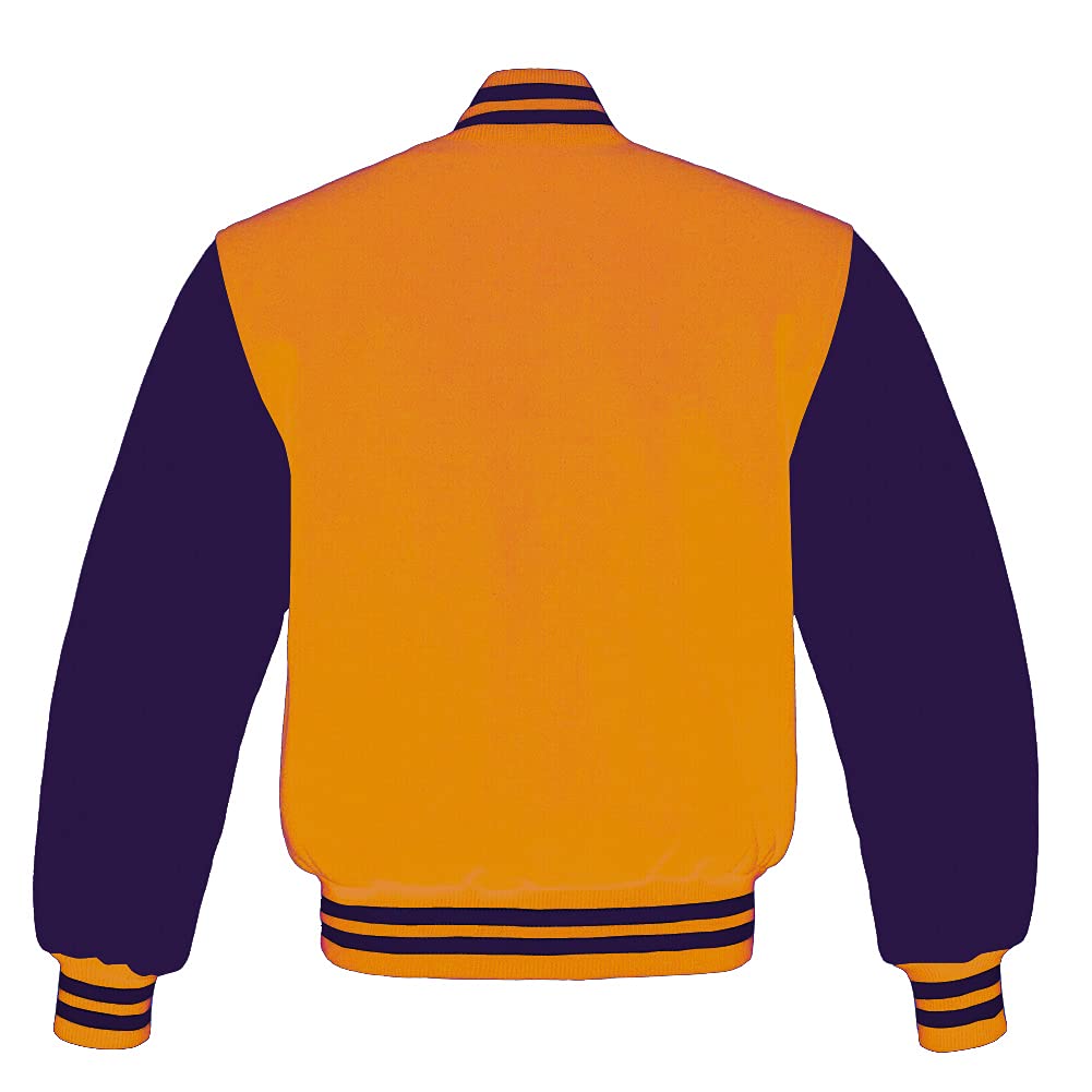 Men's Varsity Baseball Letterman Jacket - All Wool Bomber Style with Purple Sleeves for School & Sports | Perfect for Baseball Games, College Events & Casual Wear
