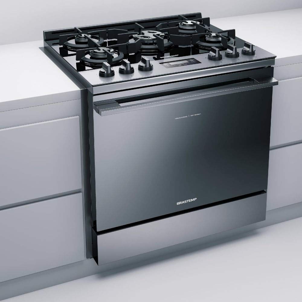 Brastemp 5-Burner Built-In Stainless Steel Gas Stove with Glass Top, Touch Timer & Auto Shut-Off - BYS5VCR 220V - Perfect for Modern Kitchens & Professional Cooking