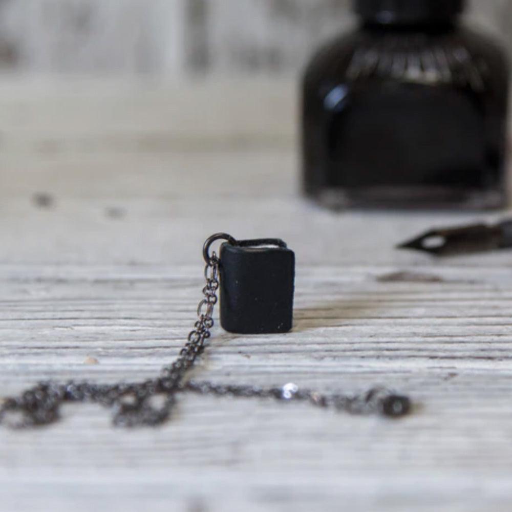 Handmade Peg and Awl Leather Book Necklace - Vintage Literary Jewelry for Book Lovers | Perfect Gift for Readers, Writers & Bibliophiles