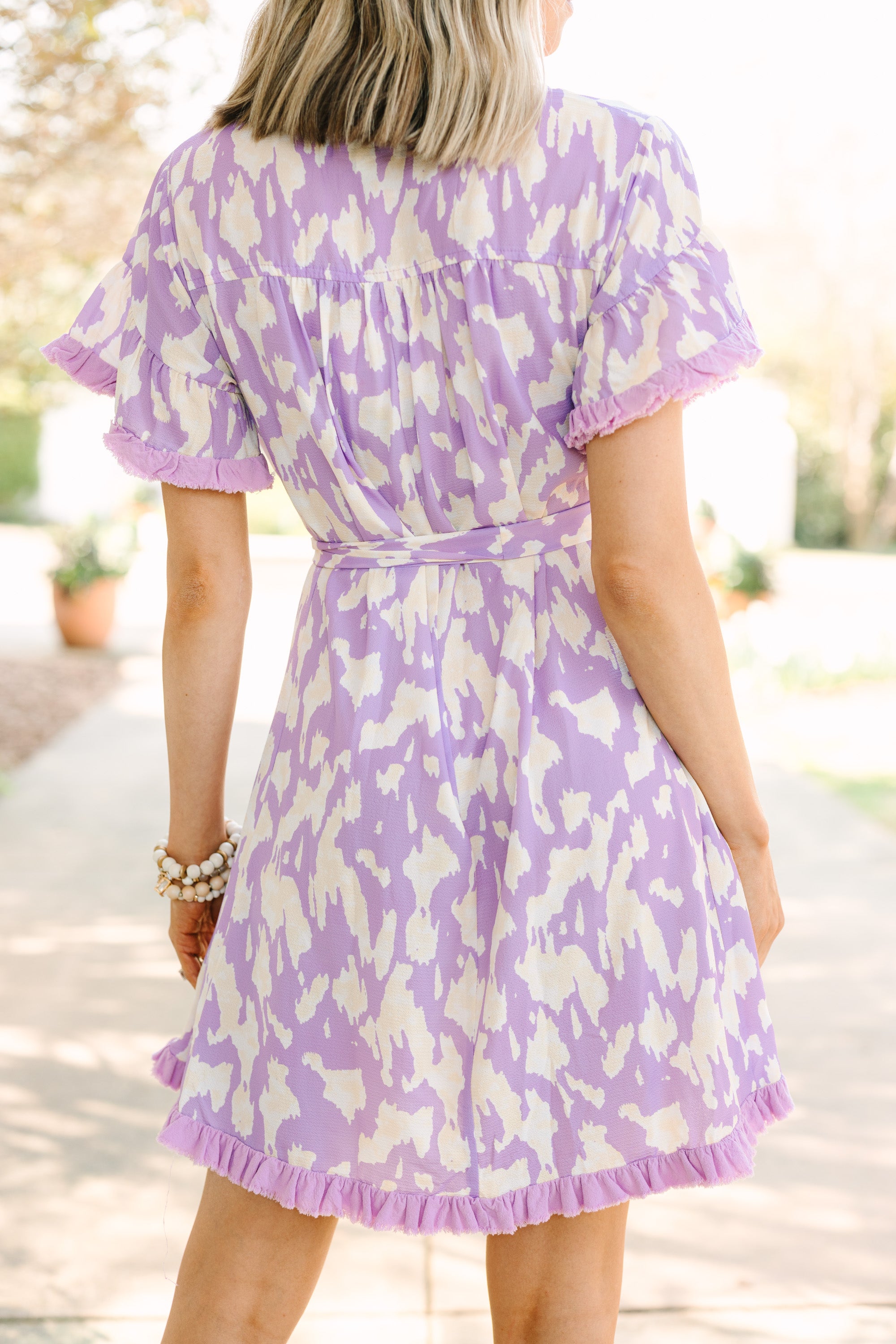 Lavender Purple Spotted Dress for Women - Floral Print Maxi Dress - Perfect for Summer, Beach, and Casual Outings