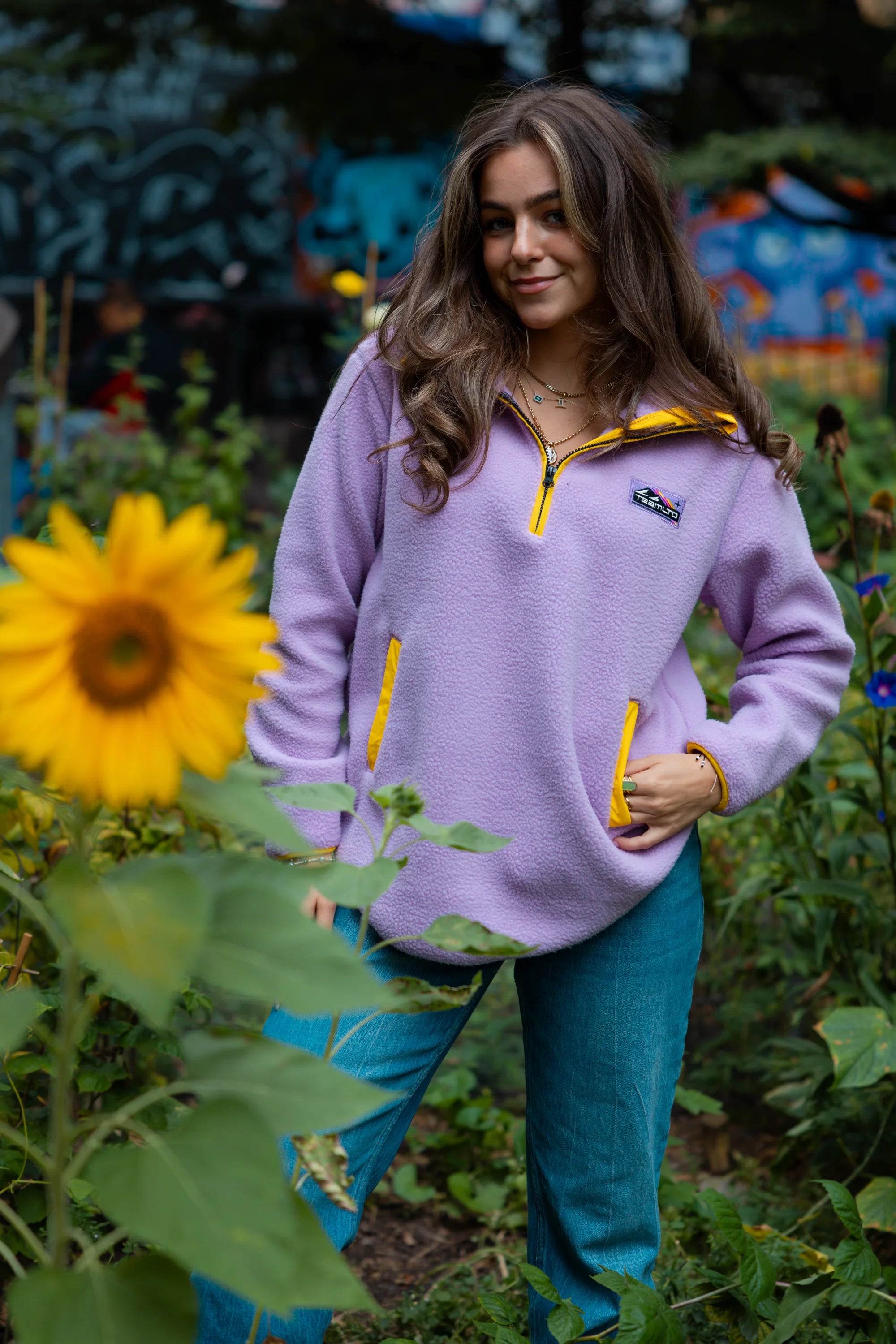 Women's Sherpa 1/4 Zip Fleece Pullover - Soft Lilac Winter Sweater for Hiking, Camping & Outdoor Activities