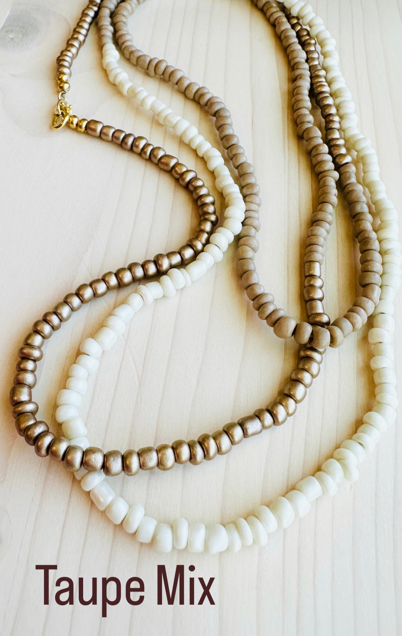 Beaded Wrap Necklace and Bracelet Set - Taupe Mix Boho Jewelry for Women | Perfect for Casual Wear, Parties, and Gift Giving