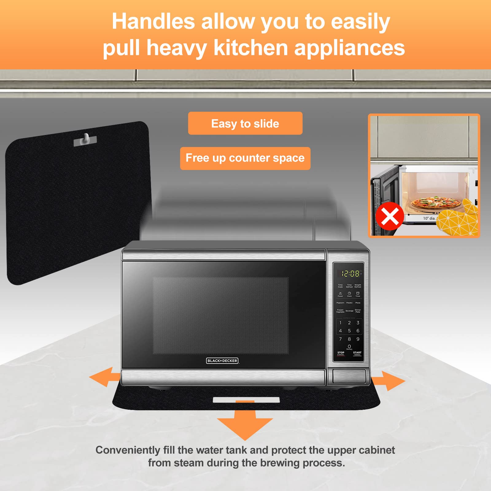 Heat Resistant Mat for Air Fryer - 2 Pack 15x18 Inch Non-Slip Silicone Countertop Protector Pad with Sliding Function, Compatible with Ninja, XL Air Fryers & Microwave Ovens - Perfect for Kitchen Countertops, Dining Tables & Outdoor Cooking