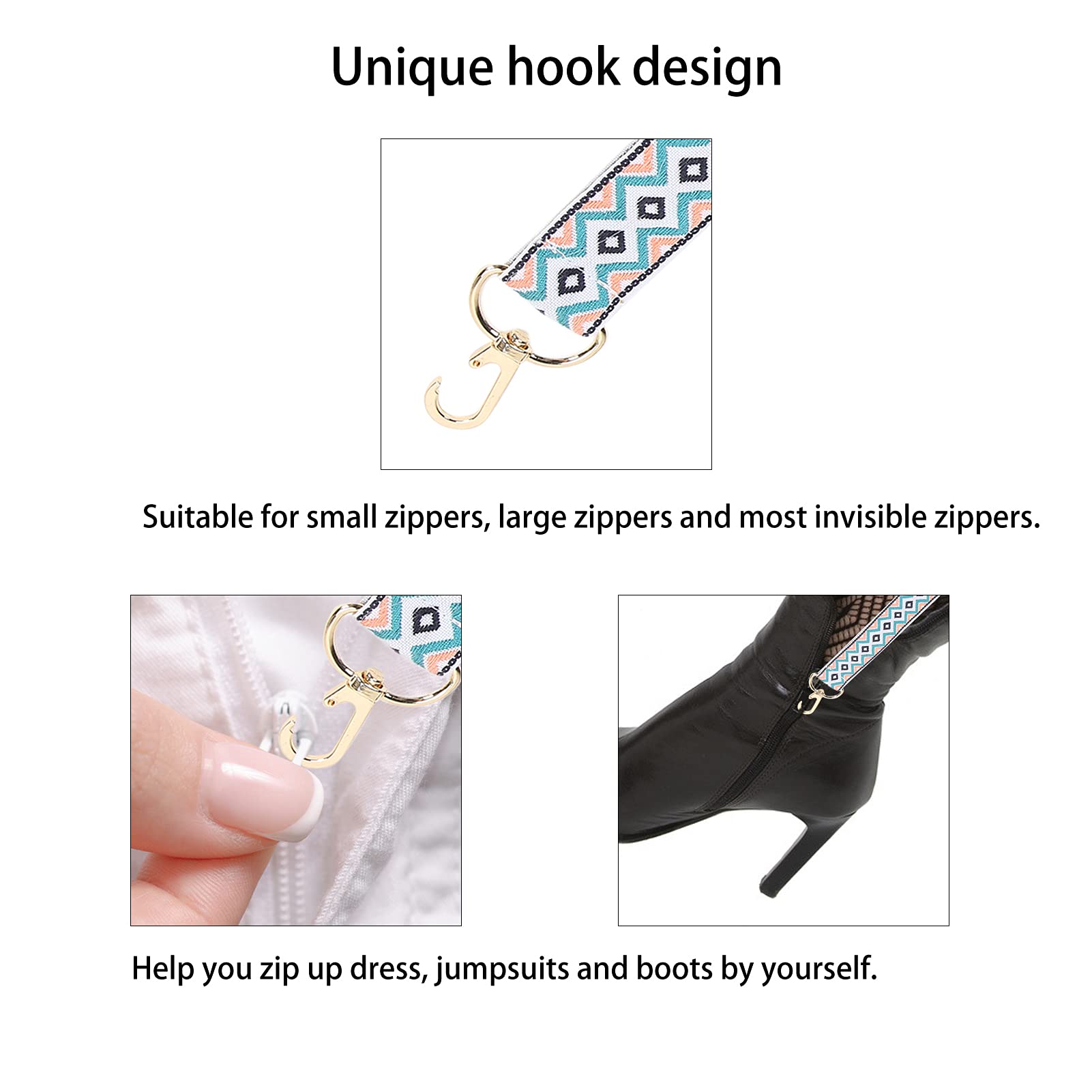 Easy Zipper Helper for Boots - Dress Zipper Puller & Zip Up/Down Assistant with Hook - Perfect for Seniors, Kids & Handicap Aid - Ideal for Boots, Jackets & Bags