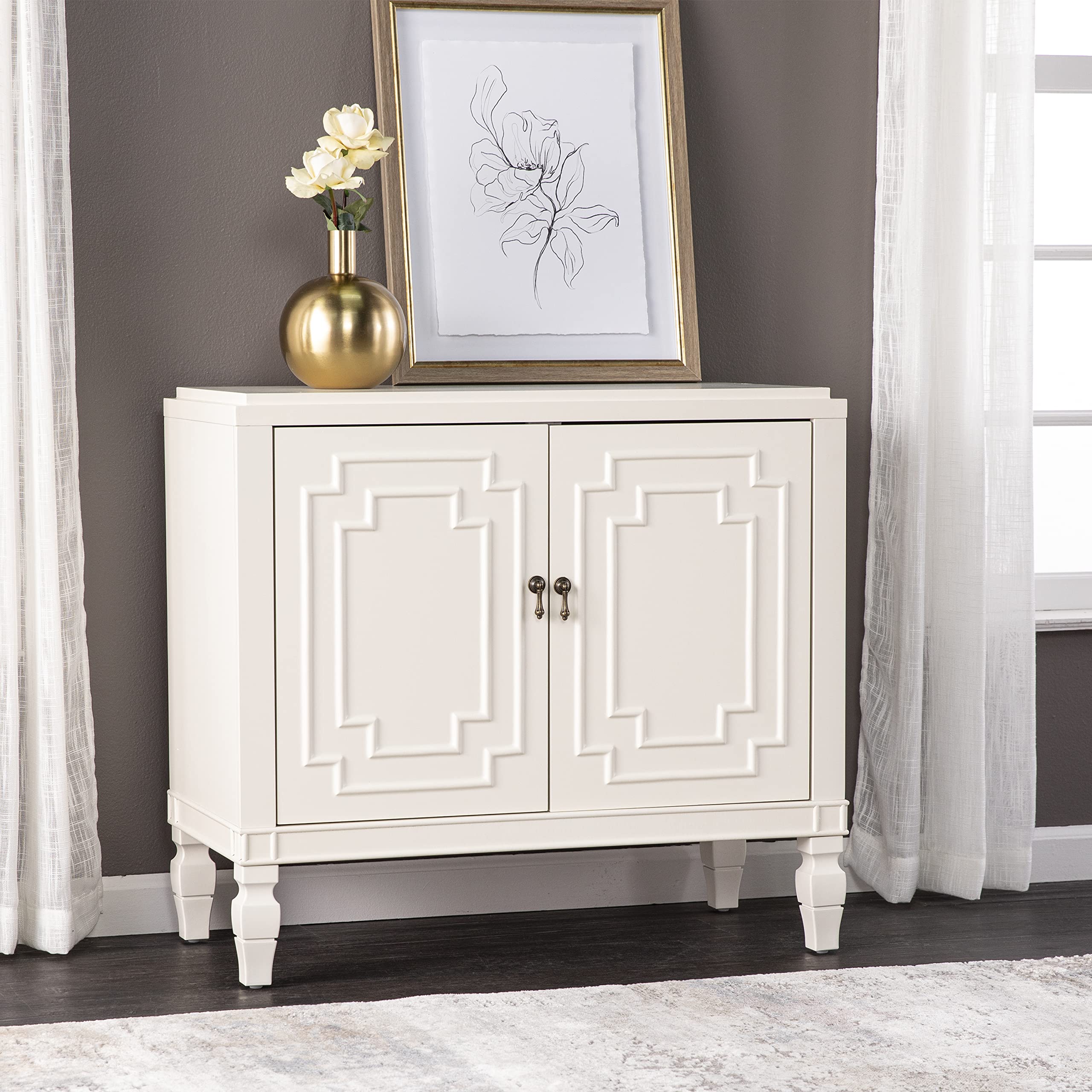 SEI Furniture Tropman White Cabinet - Modern Storage Solution for Living Room, Bedroom & Office Organization