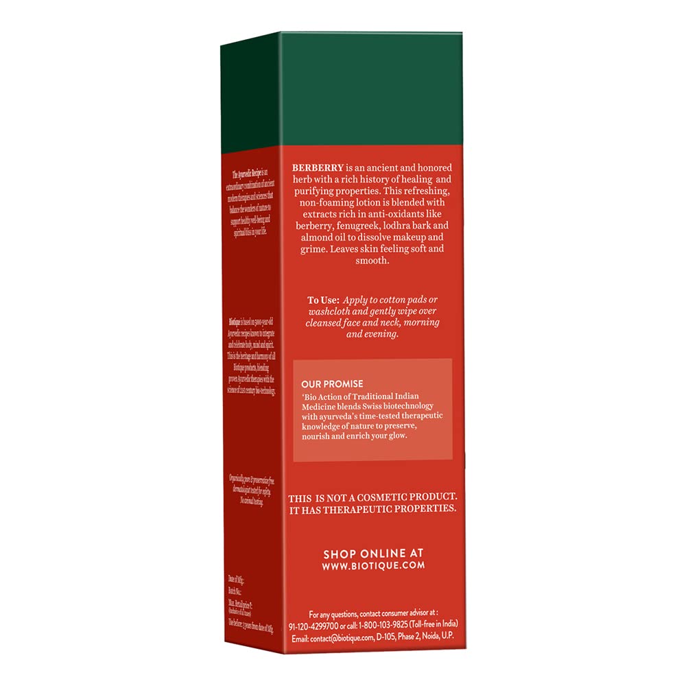 Biotique Berberry Milk Deep Cleanse Hydrating Makeup Remover for All Skin Types - 120ml | Gentle Facial Cleanser for Daily Use, Travel-Friendly Skincare Essential