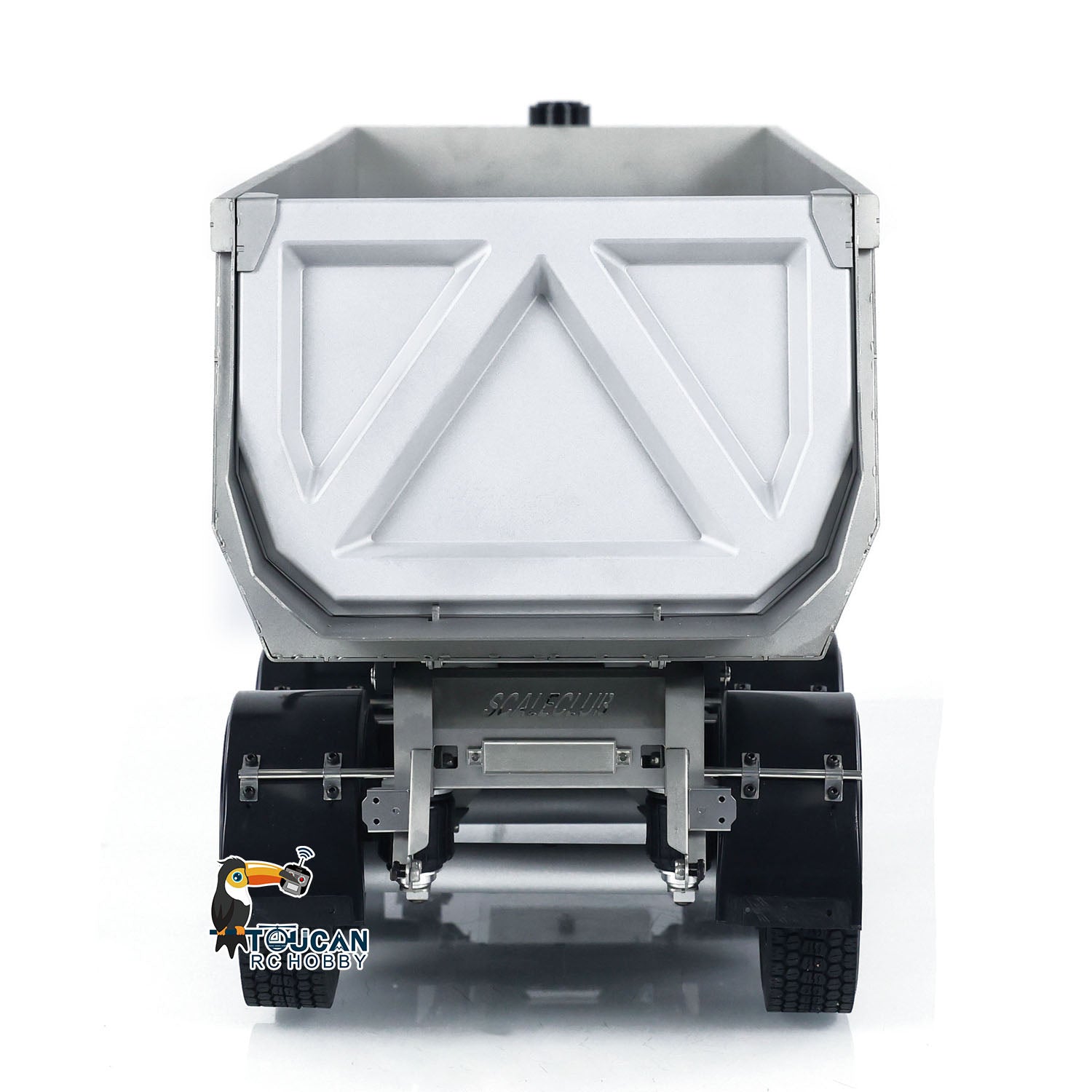 1/14 Scale Metal 3-Axle Hydraulic RC Dump Semi Trailer - Remote Control Tractor Truck Accessory - Unpainted DIY Assembly Simulation Car Model for Construction Site Play & Collectors Display