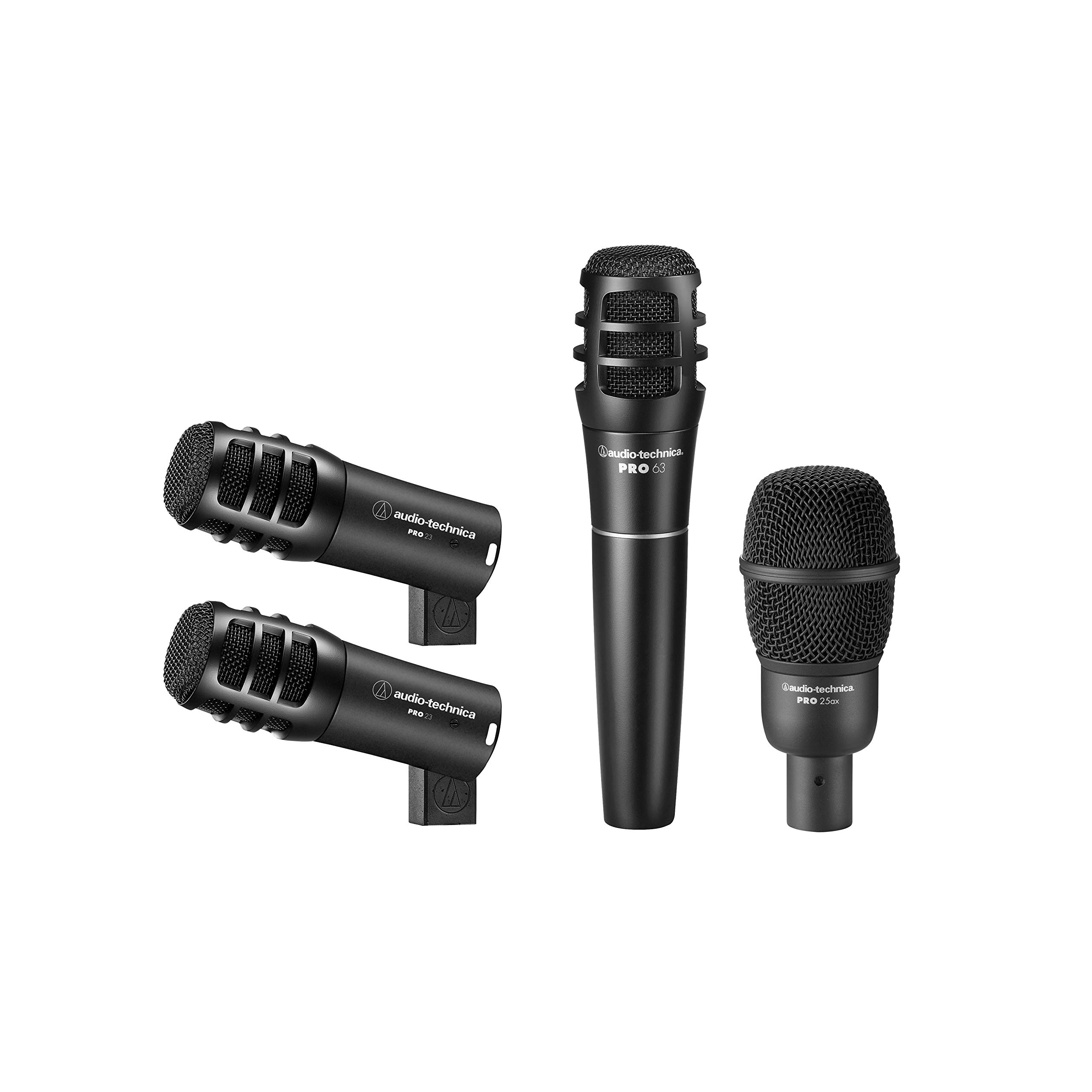 Audio-Technica PRO-DRUM4 4-Piece Drum Microphone Pack with Carrying Case - Professional Drum Mic Set for Live Performances & Studio Recording