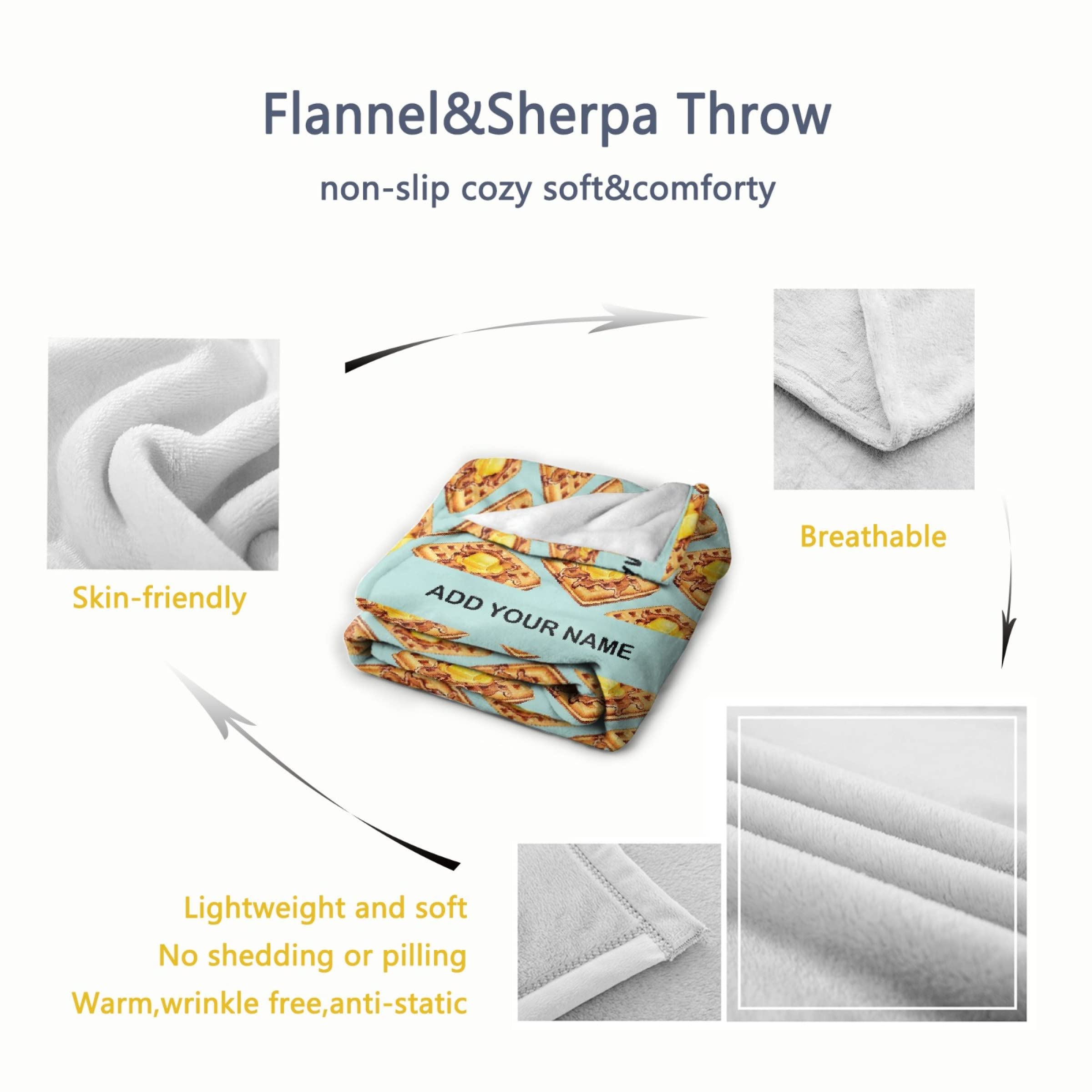 Anuruddha Personalized Waffle Blanket with Custom Name & Text - Lightweight Soft Throw for Bed, Couch, Gift for Waffle Lovers - Medium Size 60