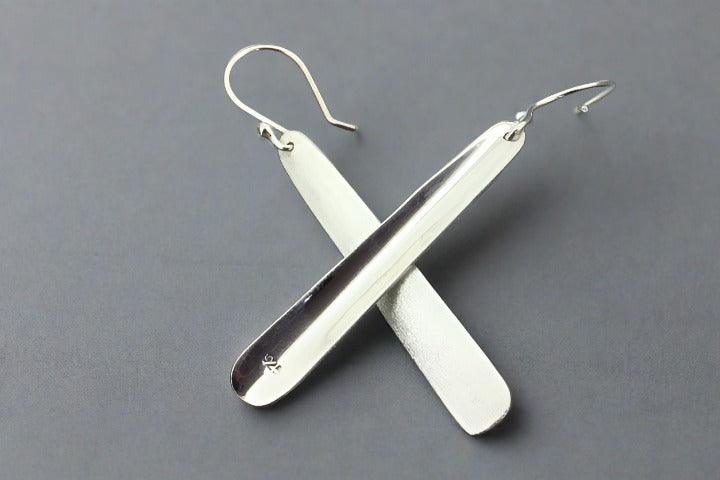 Stylish Narrow Convex Matte Drop Earrings in Sterling Silver - Perfect for Everyday Wear & Special Occasions