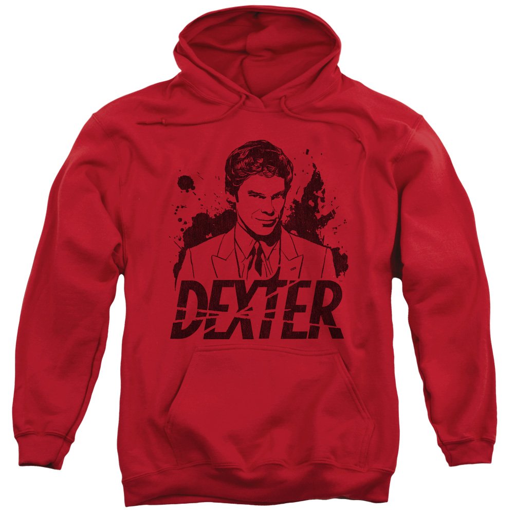 Dexter Hoodie - Blood Splatter Portrait Red Hooded Sweatshirt for Men & Women | Perfect for Halloween, Cosplay, and TV Show Fans