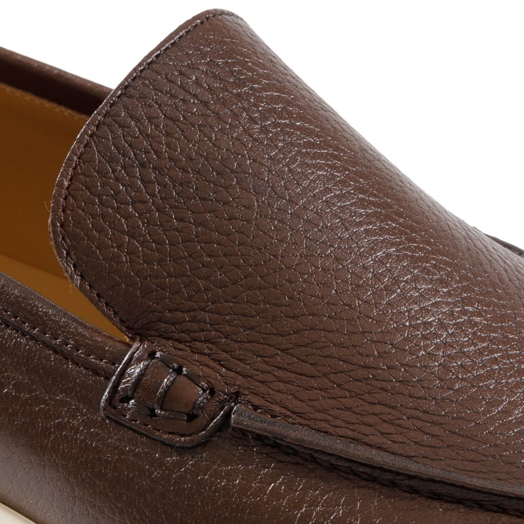 ARTIGIANO ROMA Genuine Deerskin Leather Loafers for Men - Comfortable Brown Slip-On Shoes for Casual & Business Wear