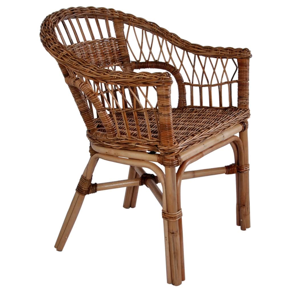 vidaXL Outdoor Patio Chair - Portable Folding Camping Chair for Beach, Deck, Garden, Poolside - Espresso Brown Resin Wicker with Wooden Legs - 21.7