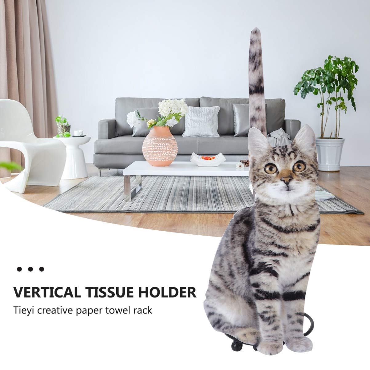 DOITOOL Cast Iron Cat Napkin Holder - Grey Freestanding Paper Towel Dispenser & Tissue Stand for Countertop, Dining Table - Perfect for Kitchen, Restaurant, and Home Decor