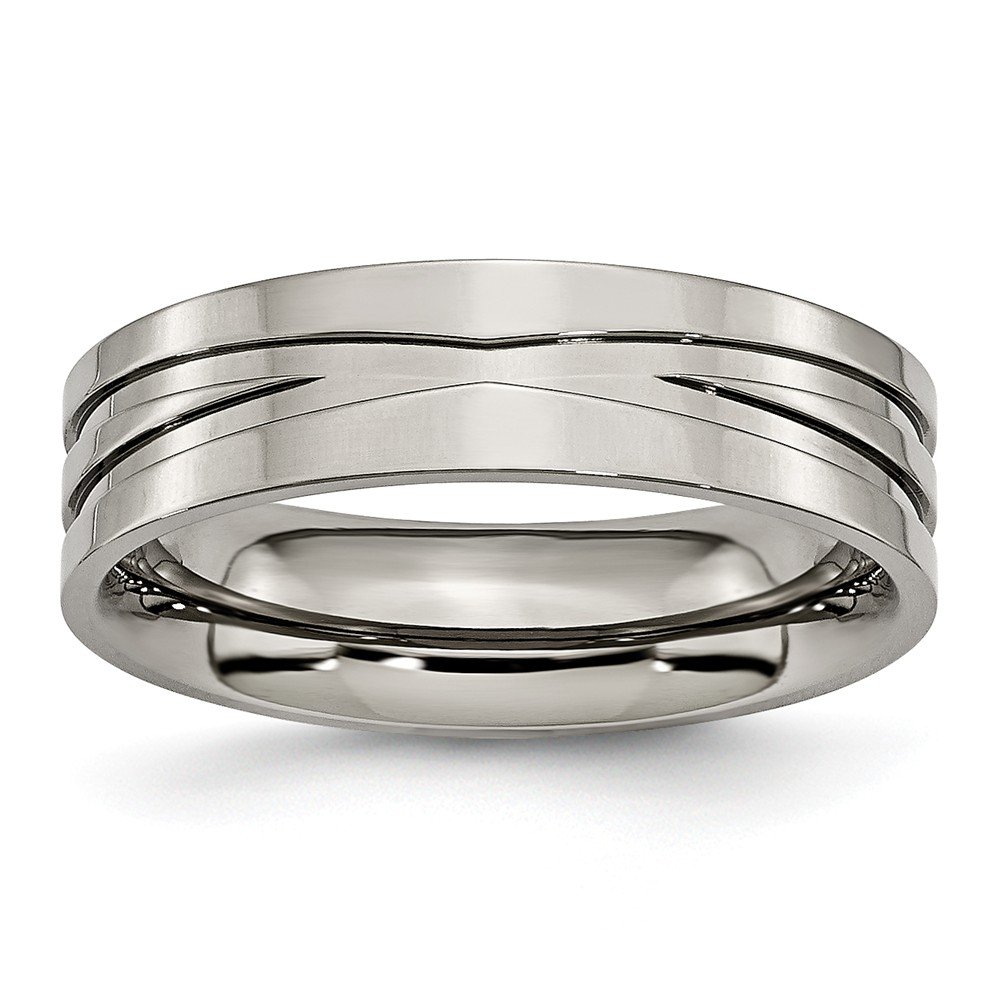 6mm Solid Titanium Wedding Band Ring for Men - Durable & Lightweight Grooved Design, Perfect for Everyday Wear & Special Occasions