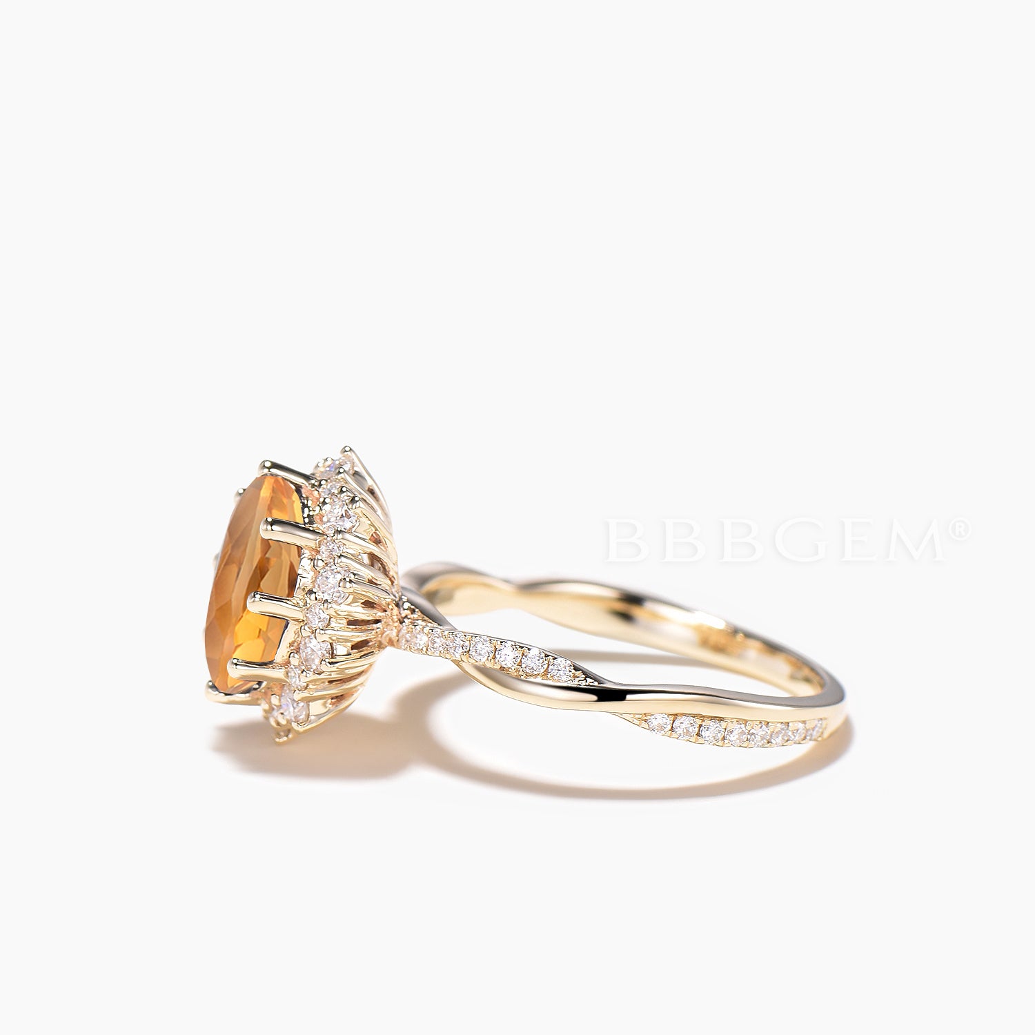 1.5CT Oval Cut Natural Citrine Diamond Halo Engagement Ring for Women - Vintage Twisted Band Wedding Ring - Perfect for Proposals, Anniversaries & Special Occasions
