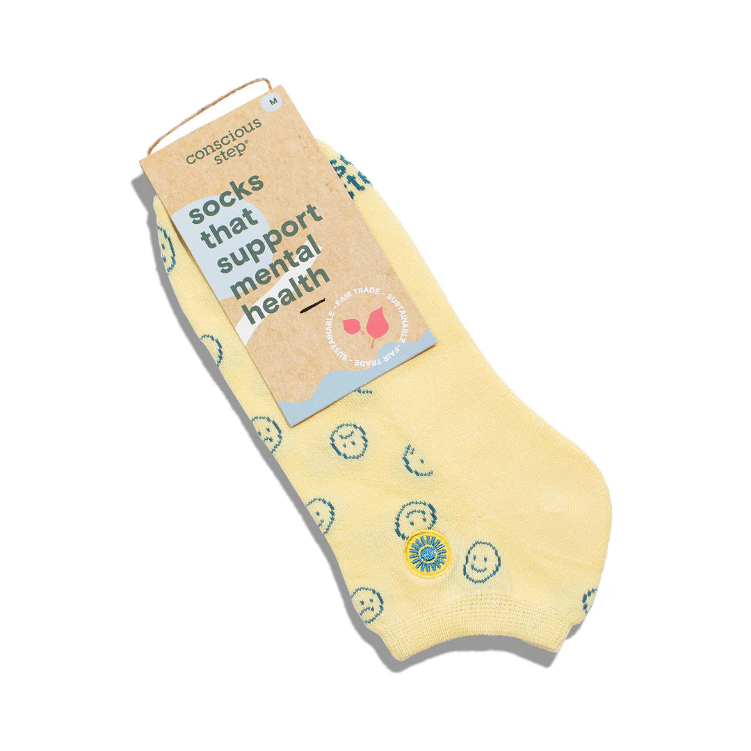 Conscious Step Mental Health Support Socks - Ankle Smiley Design for Comfort & Awareness | Perfect for Therapy, Self-Care & Daily Wear