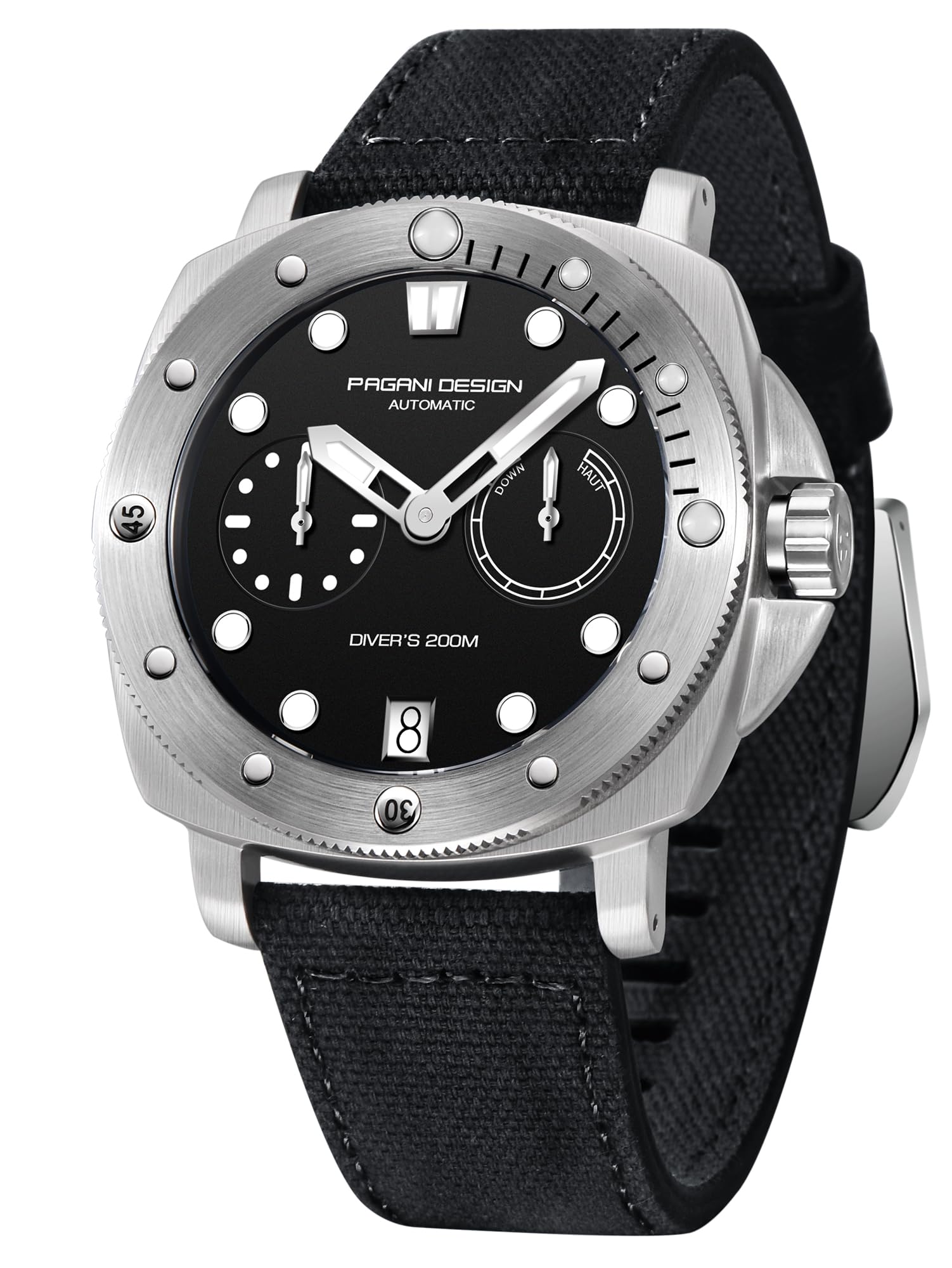 Pagani Design Men's Automatic Mechanical Watch - 200M Waterproof, Sapphire Crystal, Nylon Strap - Sporty Casual Wristwatch for Diving, Swimming & Everyday Wear
