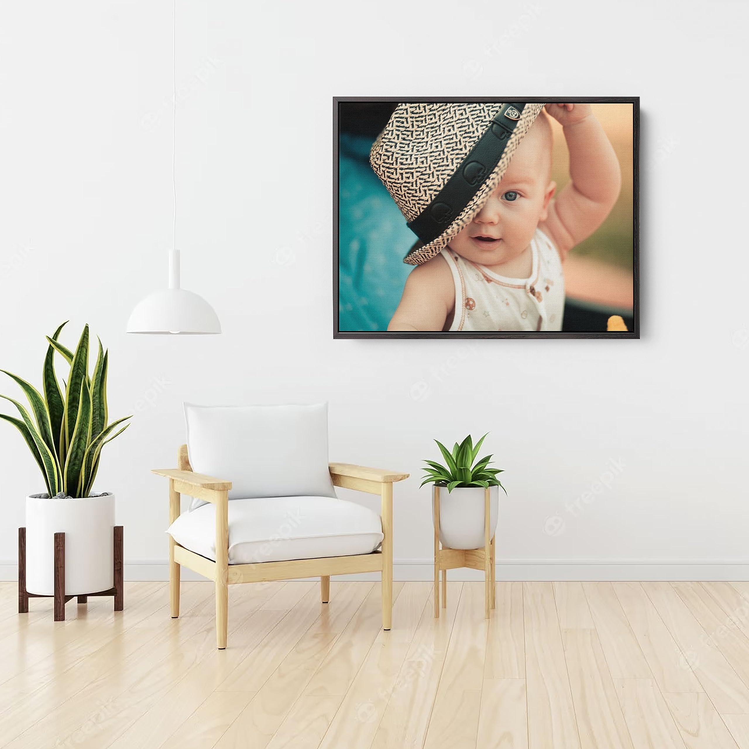 Personalized Canvas Photo Print with Floating Frame - 20x20 Inch Black Wall Art for Home Decor | Perfect for Living Room, Bedroom & Office Display