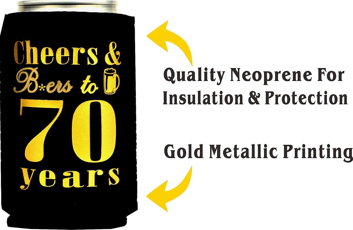 MEANT2TOBE 70th Birthday Decorations for Men - Personalized Can Cooler & Sleeve Set - Unique 70th Birthday Gifts for Him - Perfect for Birthday Parties, Retirement Celebrations & Father's Day Gifts