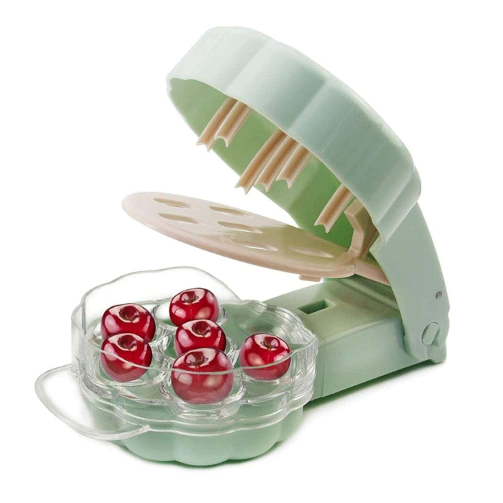Premium Cherry Pitter Tool with 6 Grooves & Juice Container – Stainless Steel Cherry Stoner & Corer for Easy Pitting – Perfect for Baking, Canning, and Making Cherry Pies – Essential Kitchen Gadget for Home Cooks