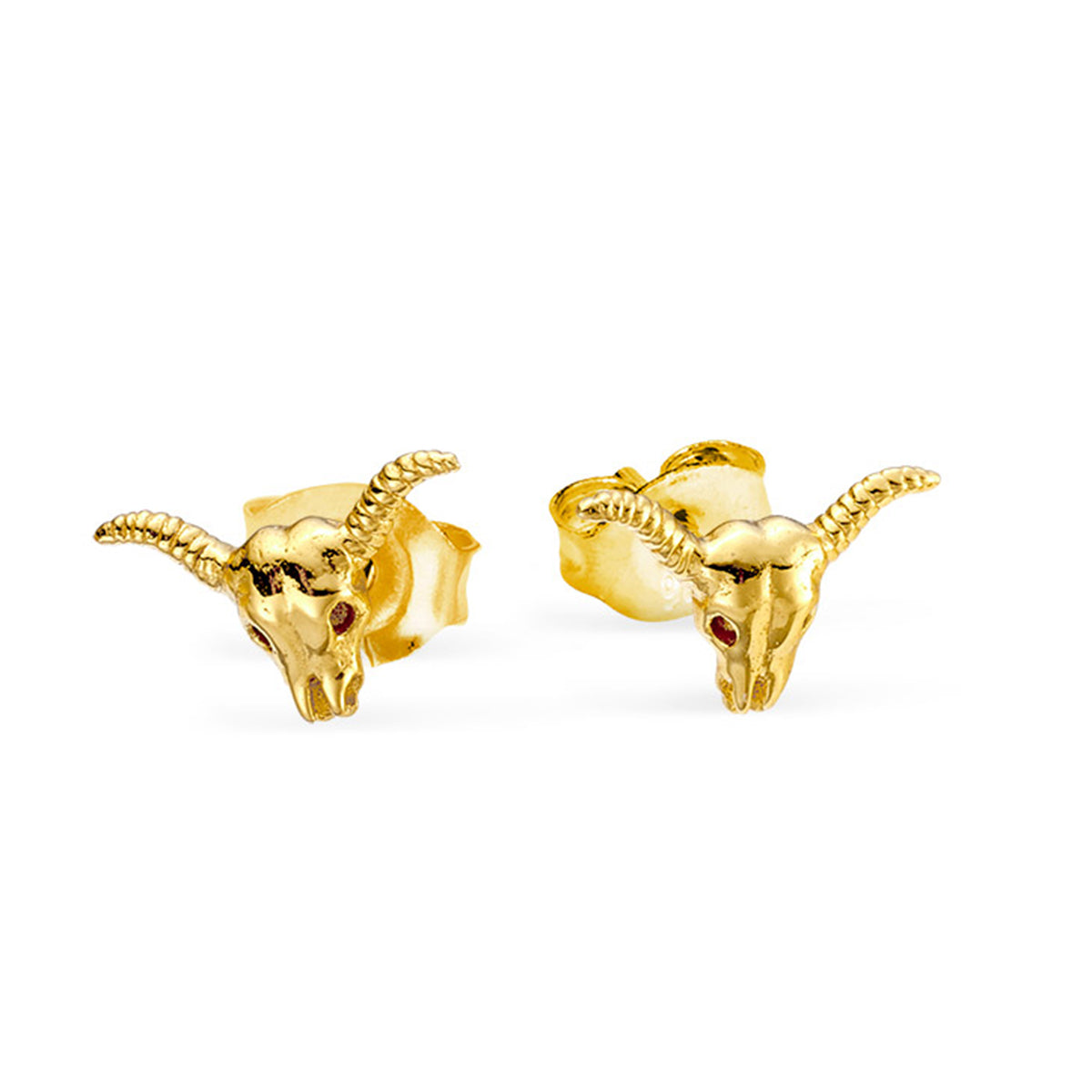 Rodeo Skull Stud Earrings for Women - 14K Gold Plated Western Style Studs - Perfect for Cowgirl Fashion, Biker Jewelry & Country Music Concerts