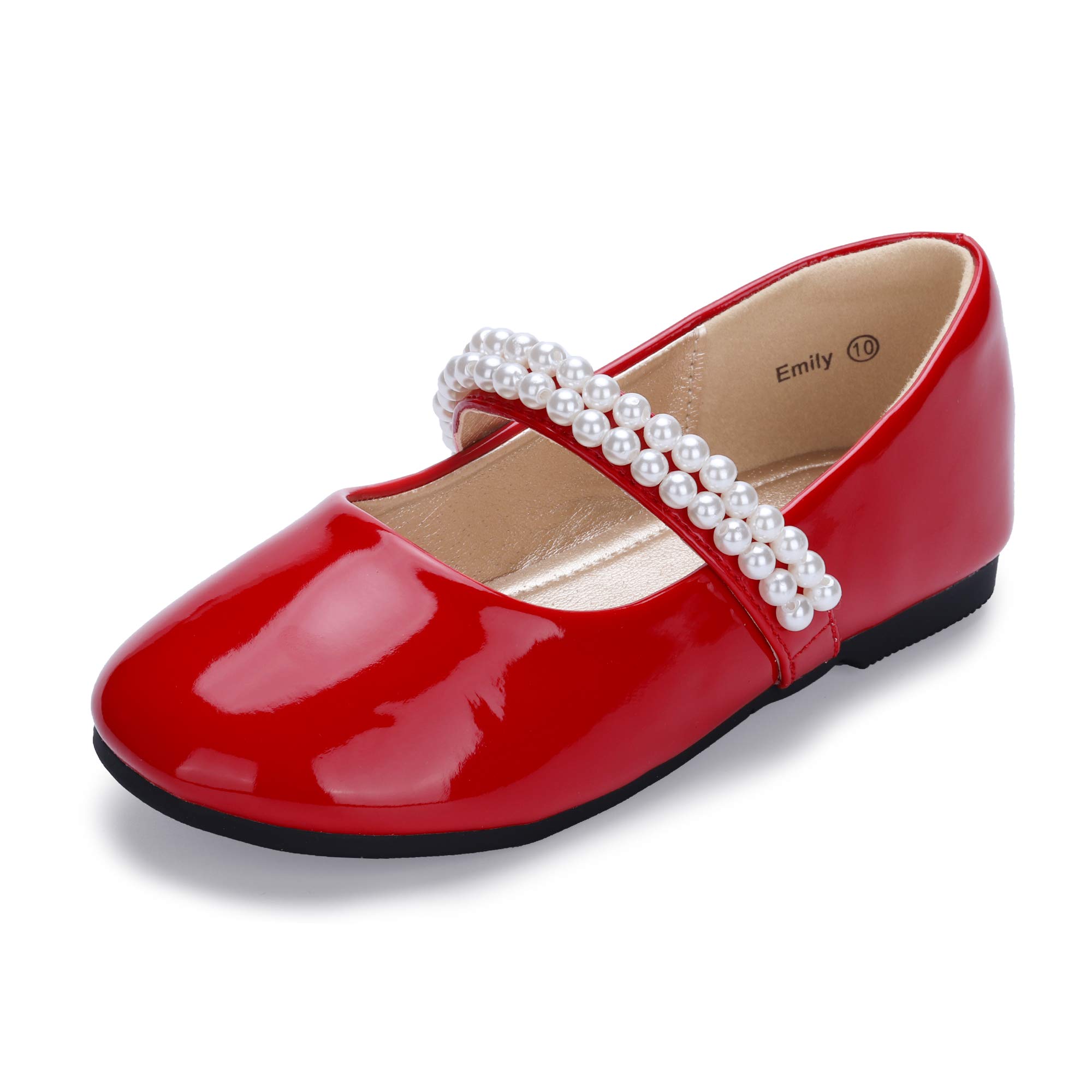 Hehainom Toddler Flower Girls Dress Shoes - Mary Jane Princess Ballet Flats with Bow & Pearls for Wedding, Party, School - Perfect for Special Occasions & Formal Events